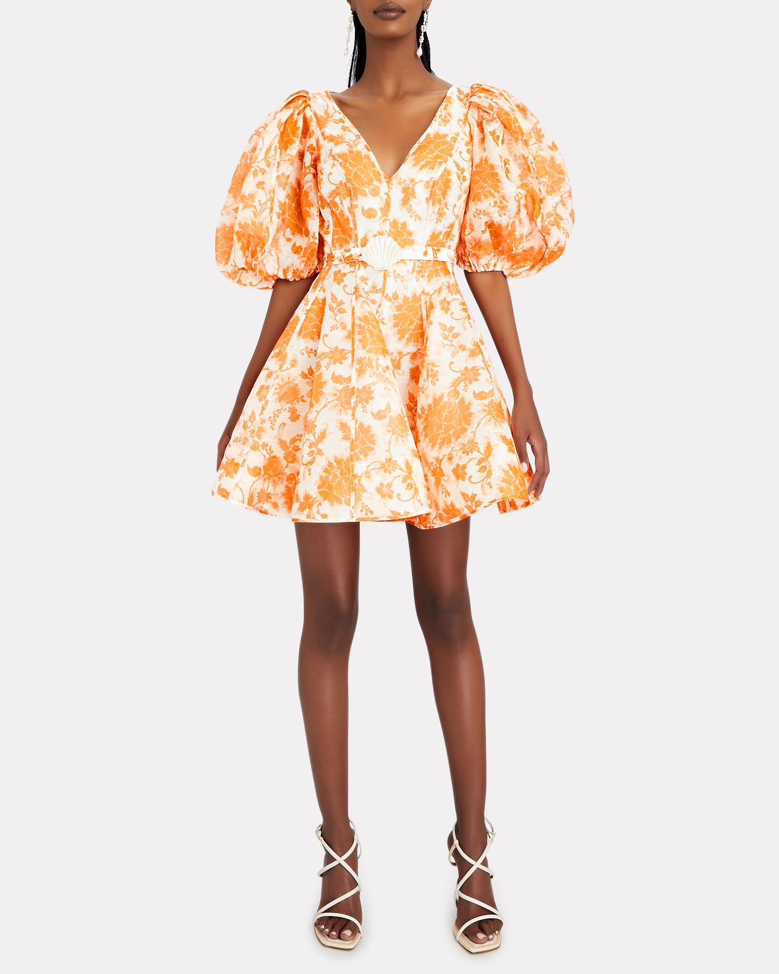 Zimmermann Postcard Linen-Silk Puff Sleeve Mini Dress | INTERMIX®