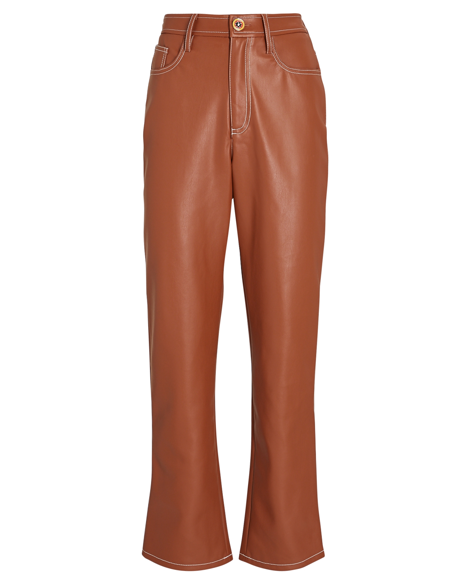 STAUD Eli Vegan Leather Straight-Leg Pants | INTERMIX®