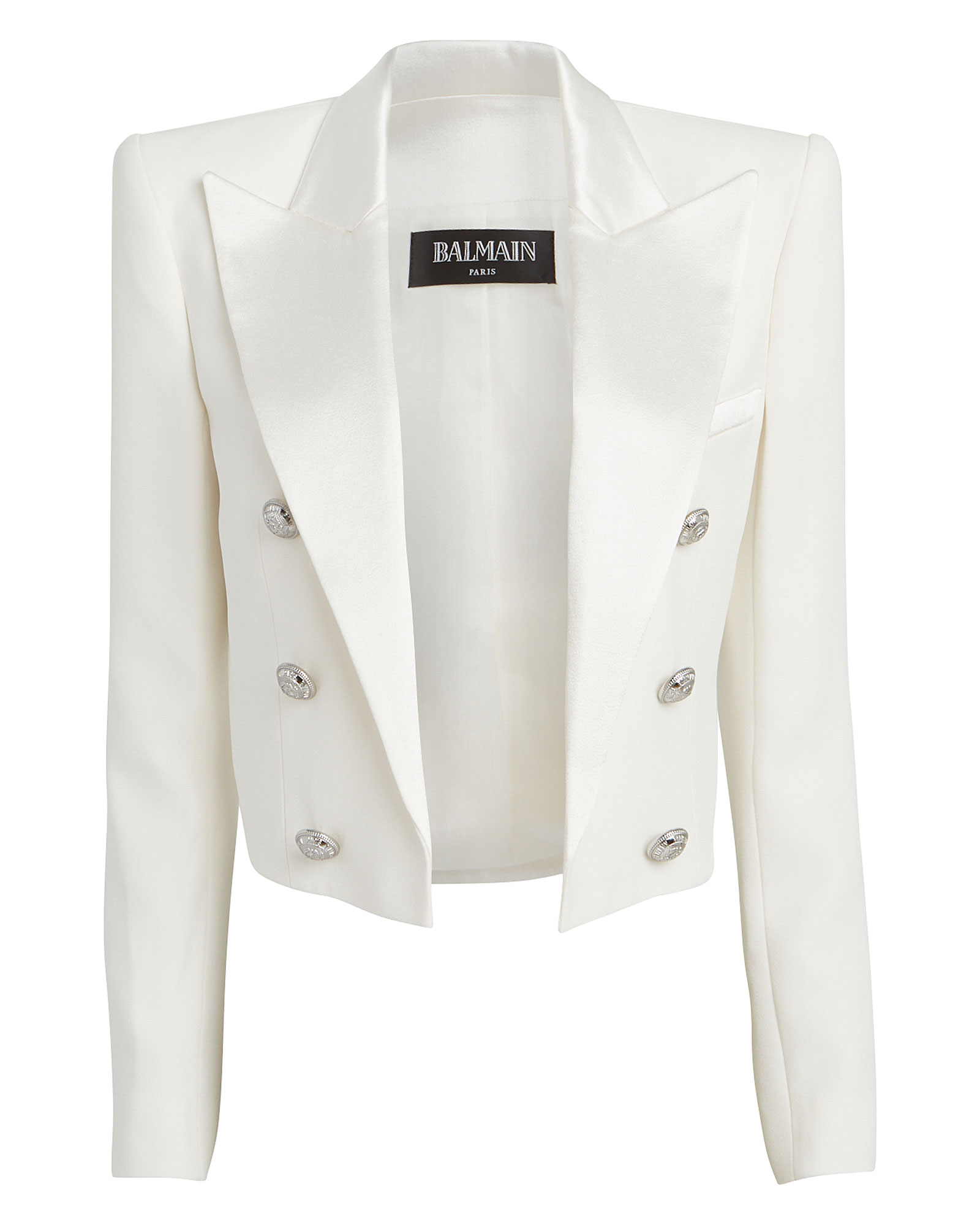 Balmain | Cropped Double Breasted Crepe Blazer | INTERMIX®