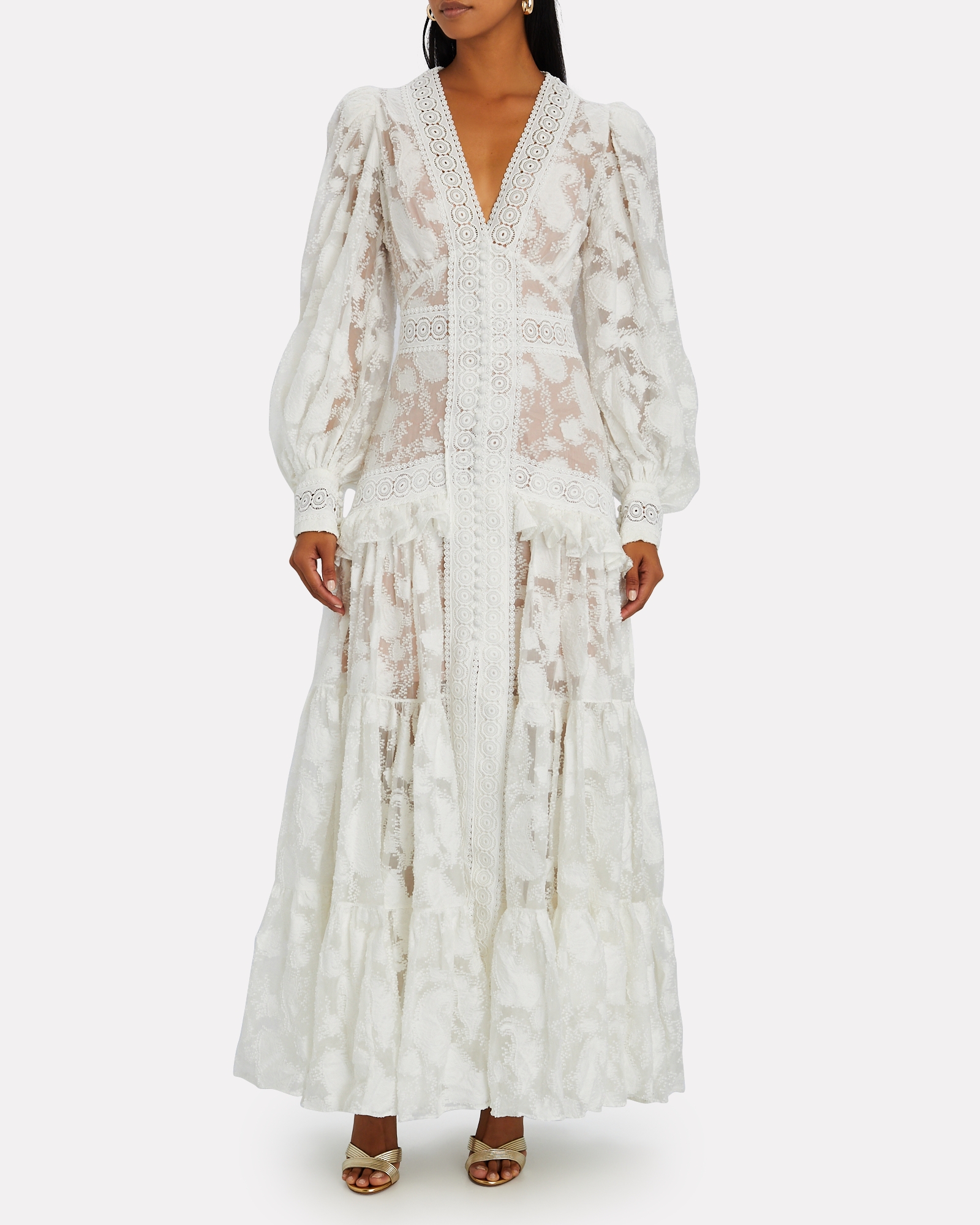 Acler Suffield Lace-Trimmed Chiffon Maxi Dress | INTERMIX®