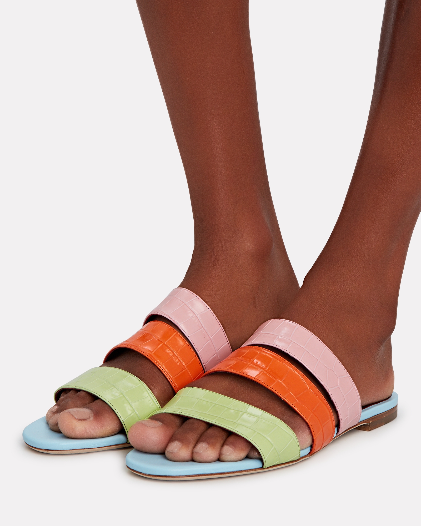 STAUD Mona Colorblocked Slide Sandals | INTERMIX®