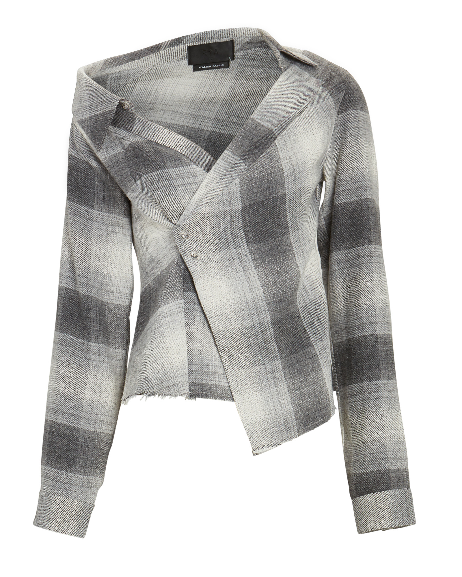 RtA Lizbeth Asymmetrical Plaid Wrap Shirt | INTERMIX®