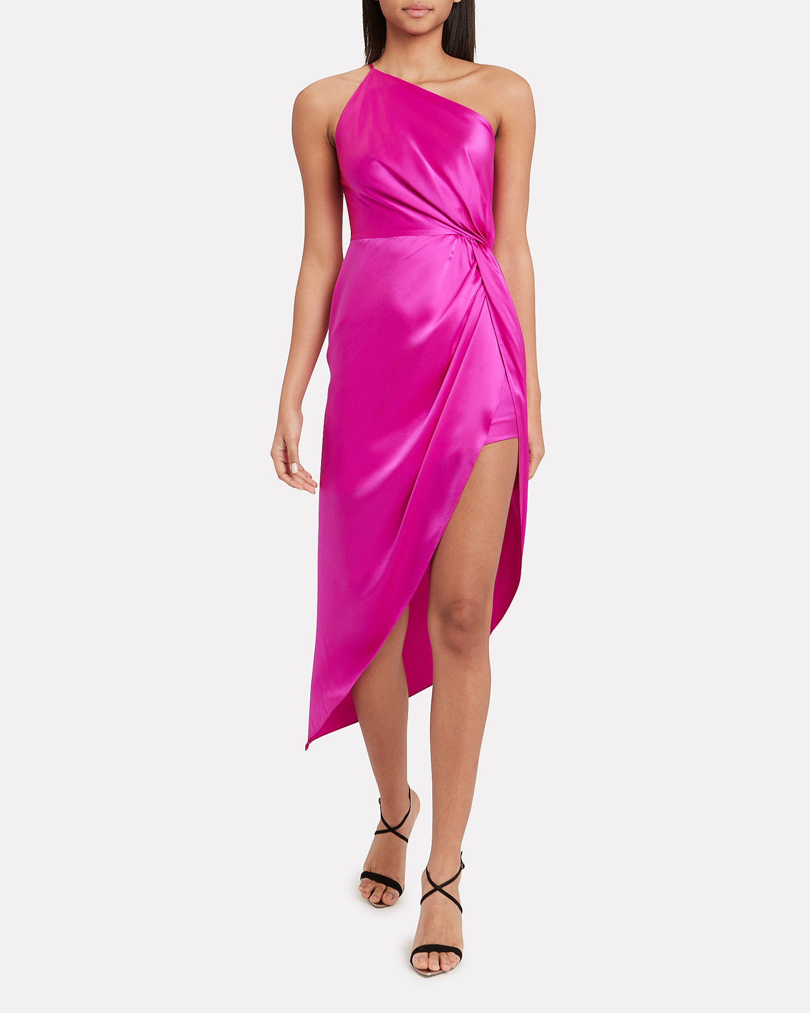 Twist Knot Silk One Shoulder Dress | INTERMIX®