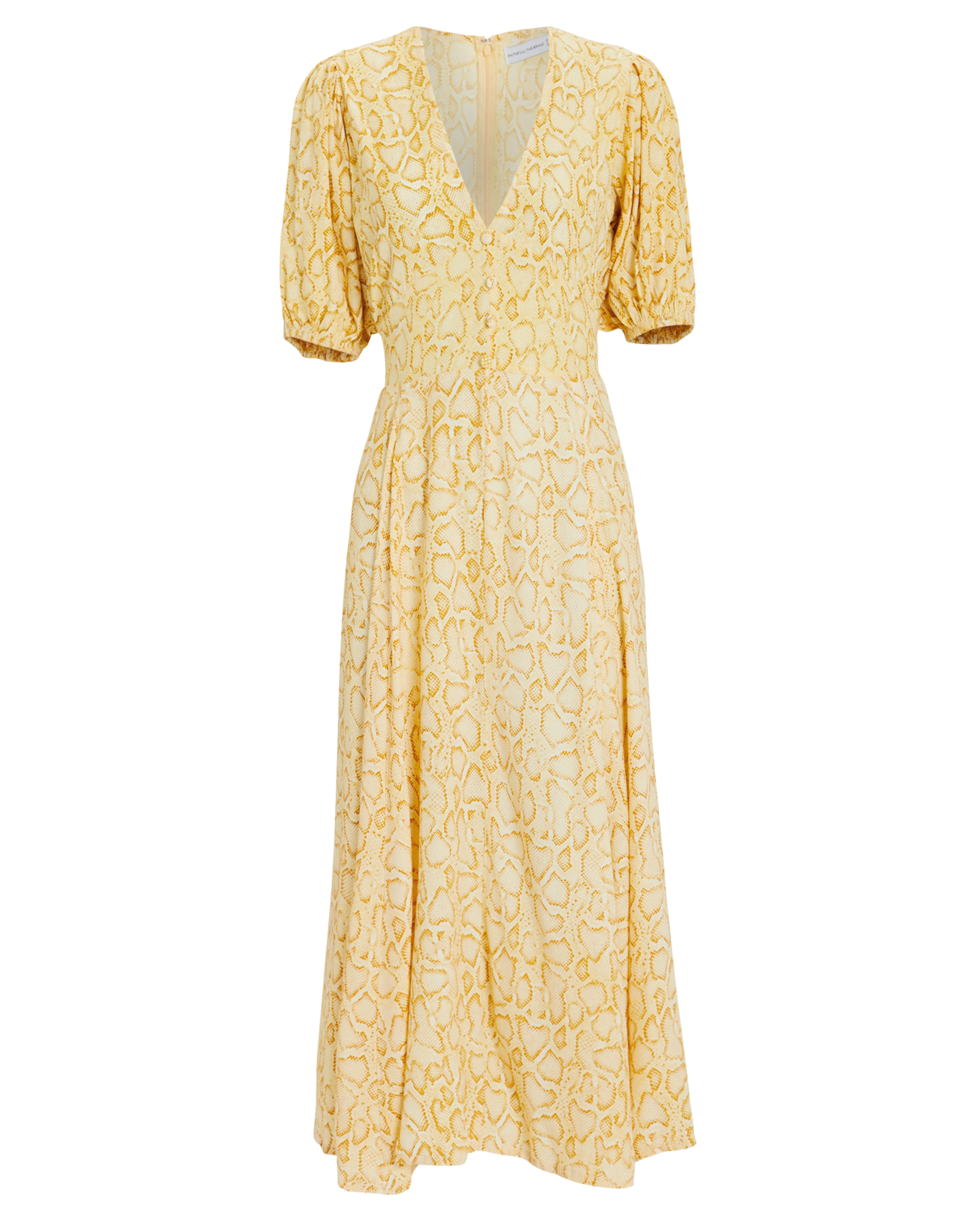 Yellow Midi Snakeskin Dress | FAITHFULL THE BRAND | INTERMIX®