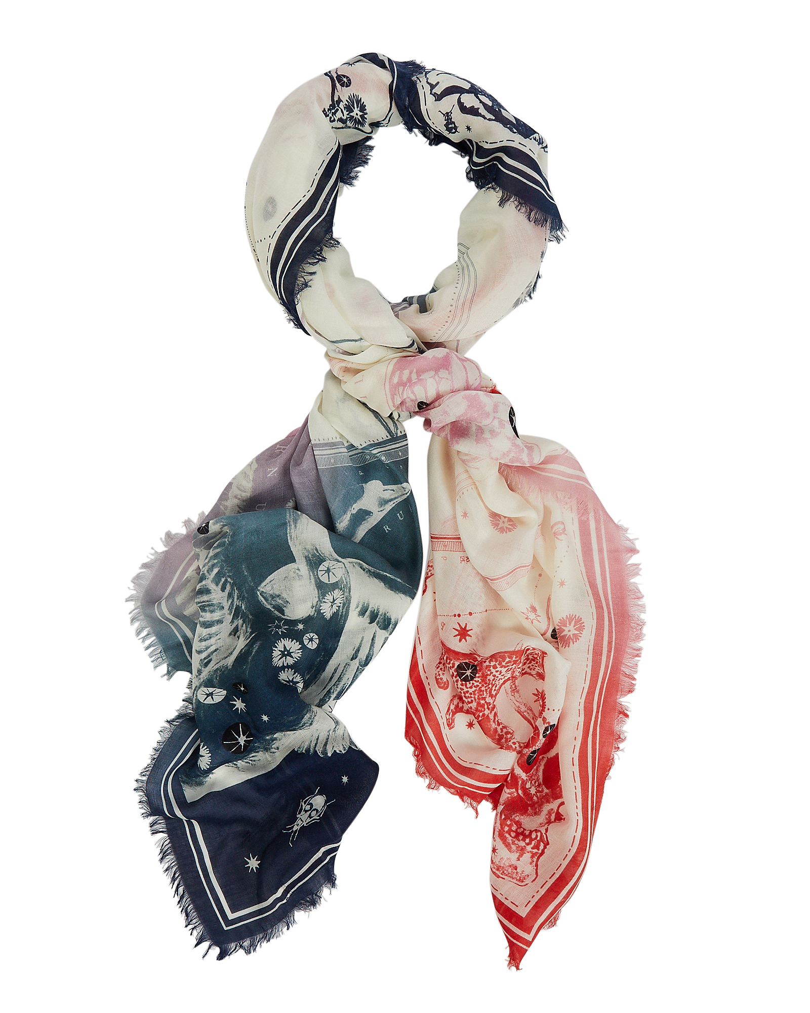Alexander Mcqueen Night Cosmos Square Scarf In Ivory