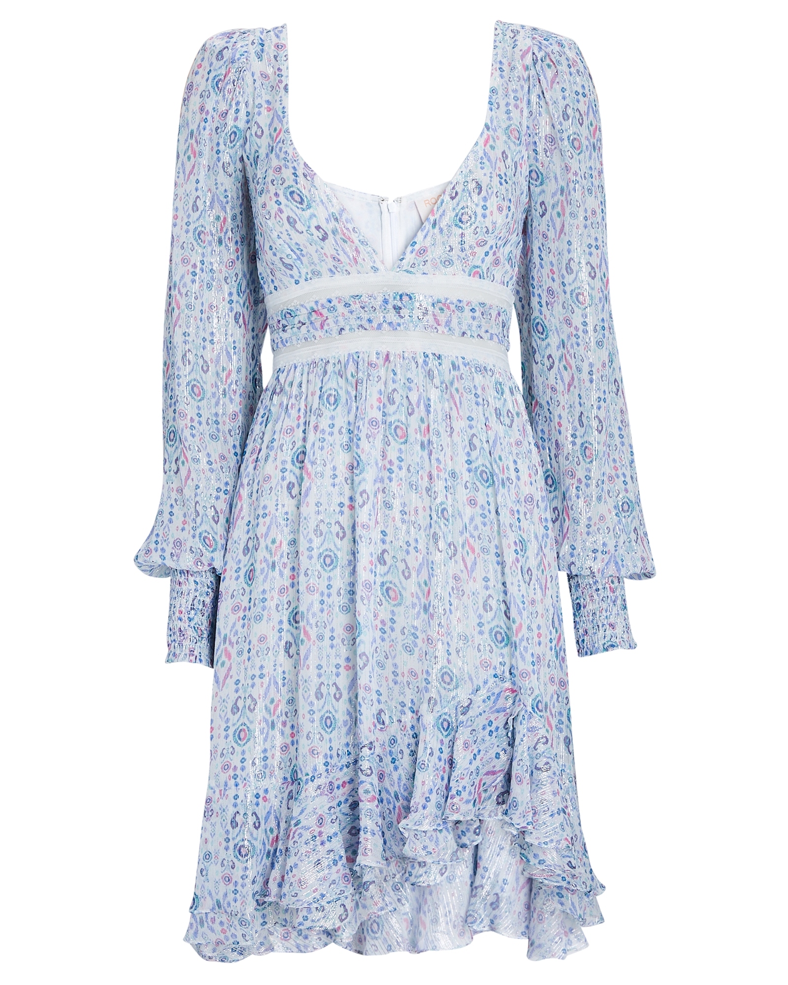 Printed Lurex Chiffon Mini Dress
