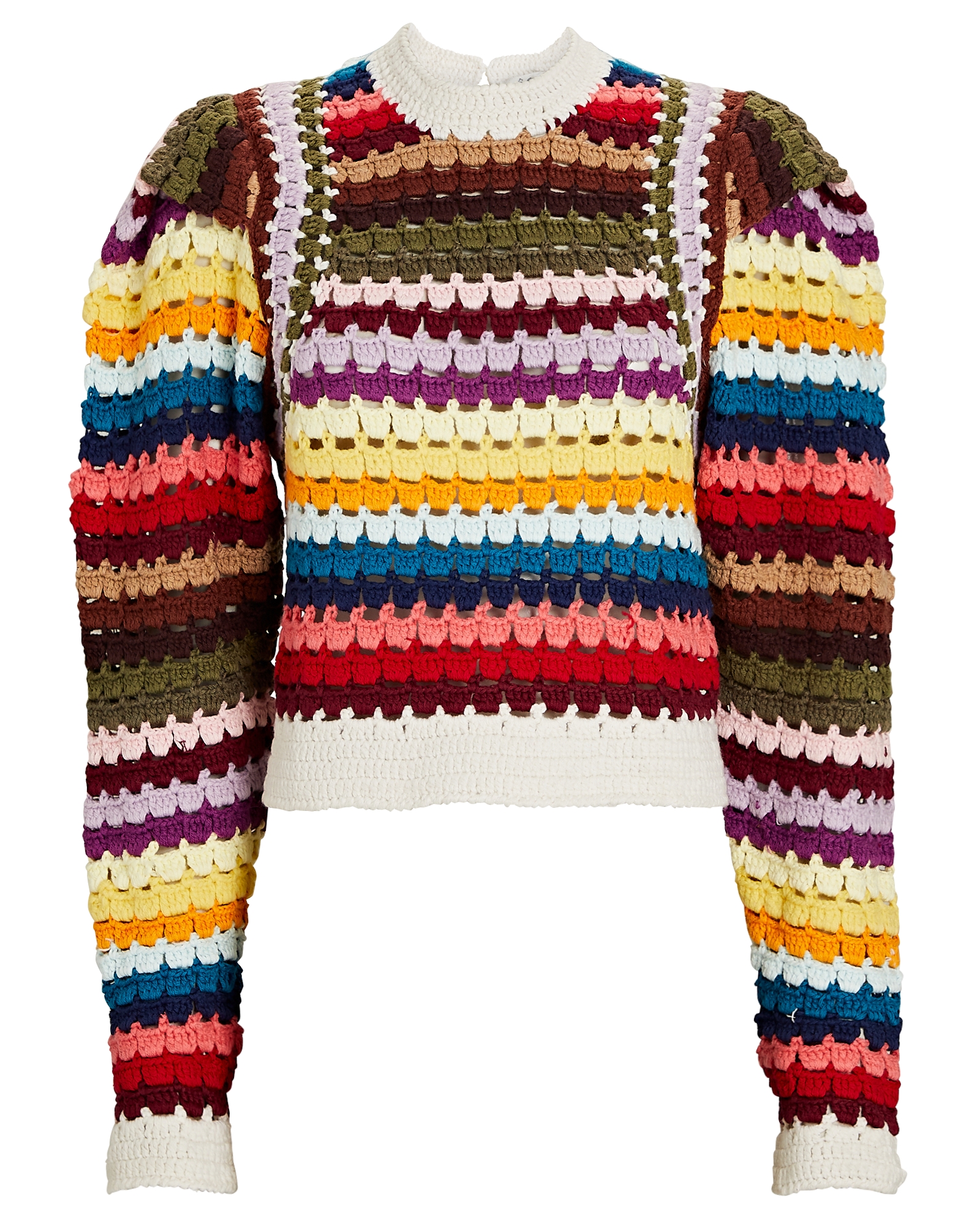 Sea Ziggy Puff Sleeve Crochet Sweater | INTERMIX®