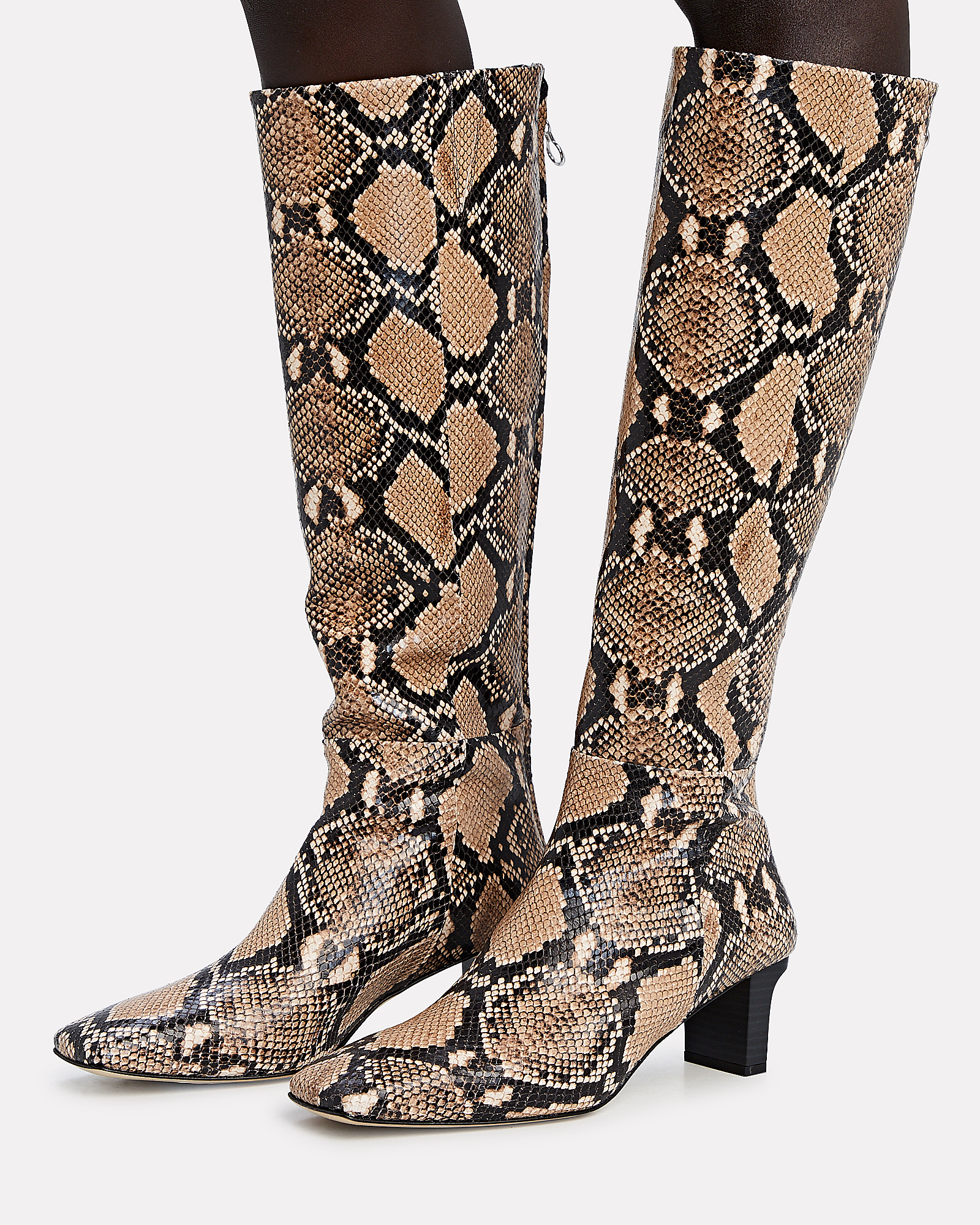 Womens Shoes Boots Over-the-knee boots Aeyde 55mm Cicely Snake Print Leather Boots in Natural 