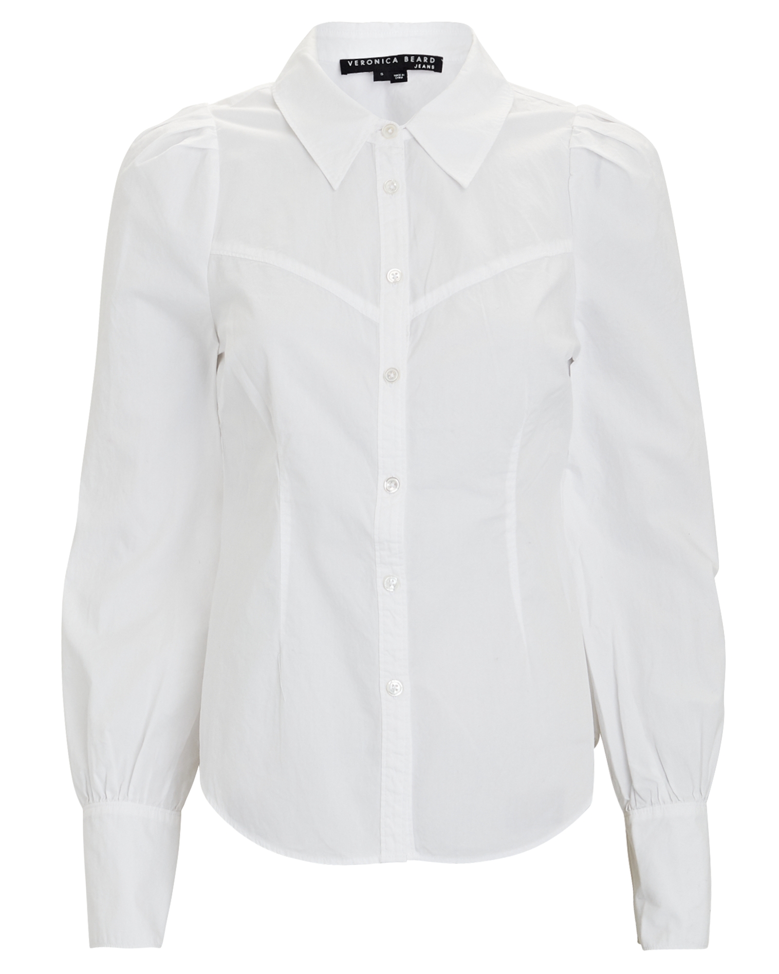Veronica Beard Verani Puff Sleeve Button-Down Shirt | INTERMIX®