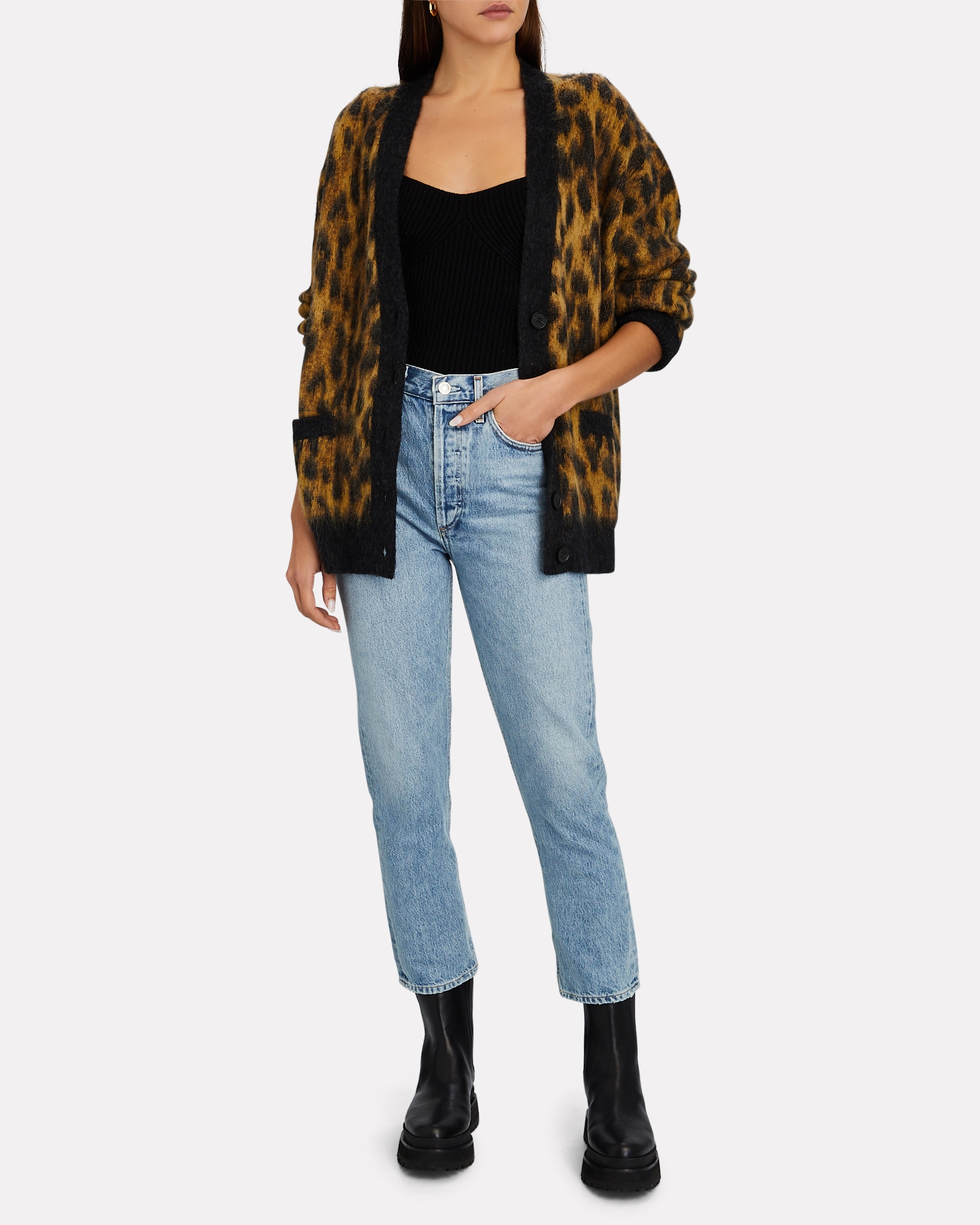 RE/DONE 90s Oversized Leopard Cardigan | INTERMIX®