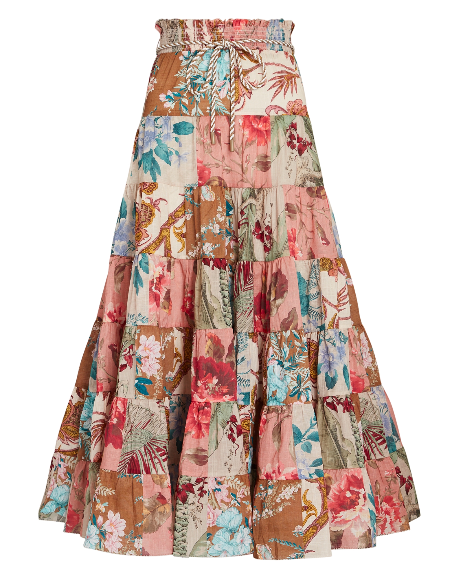 Zimmermann Cassia Frill Floral Patchwork Skirt | INTERMIX®