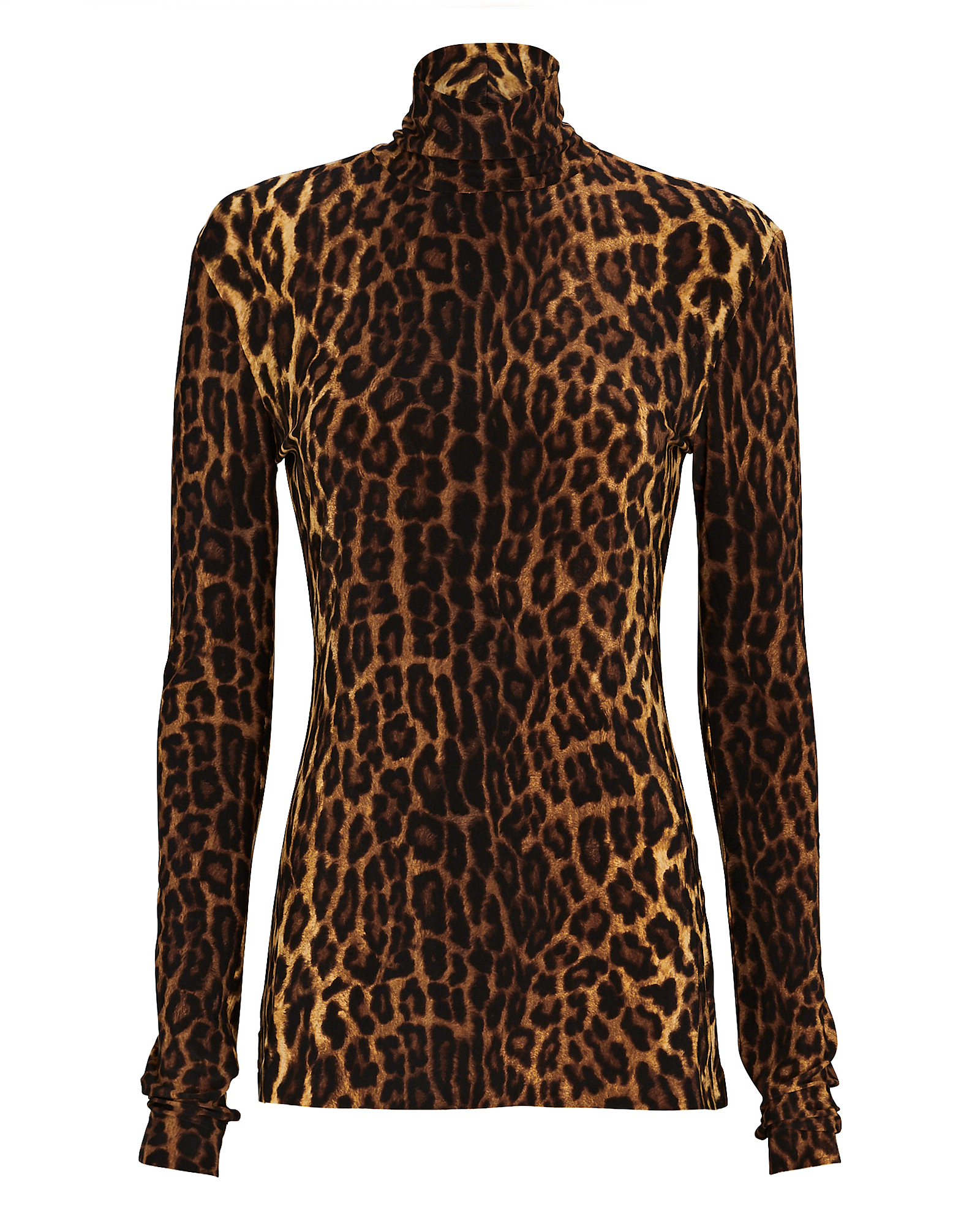 Norma Kamali Leopard Print Turtleneck Top | INTERMIX®