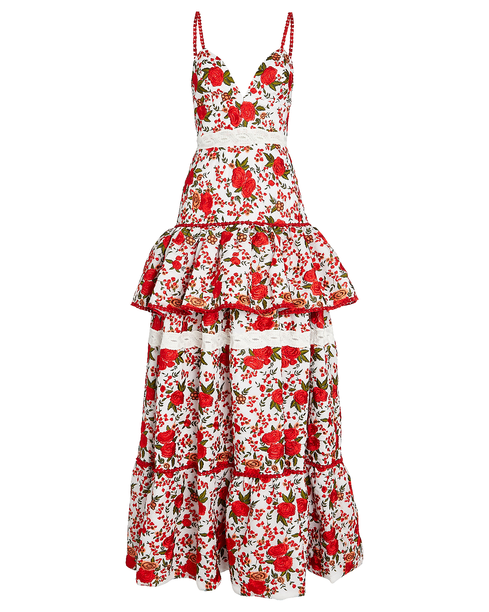 ALEXIS ALEXIS NAOMIE TIERED ROSE EMBROIDERED GOWN,060046455790