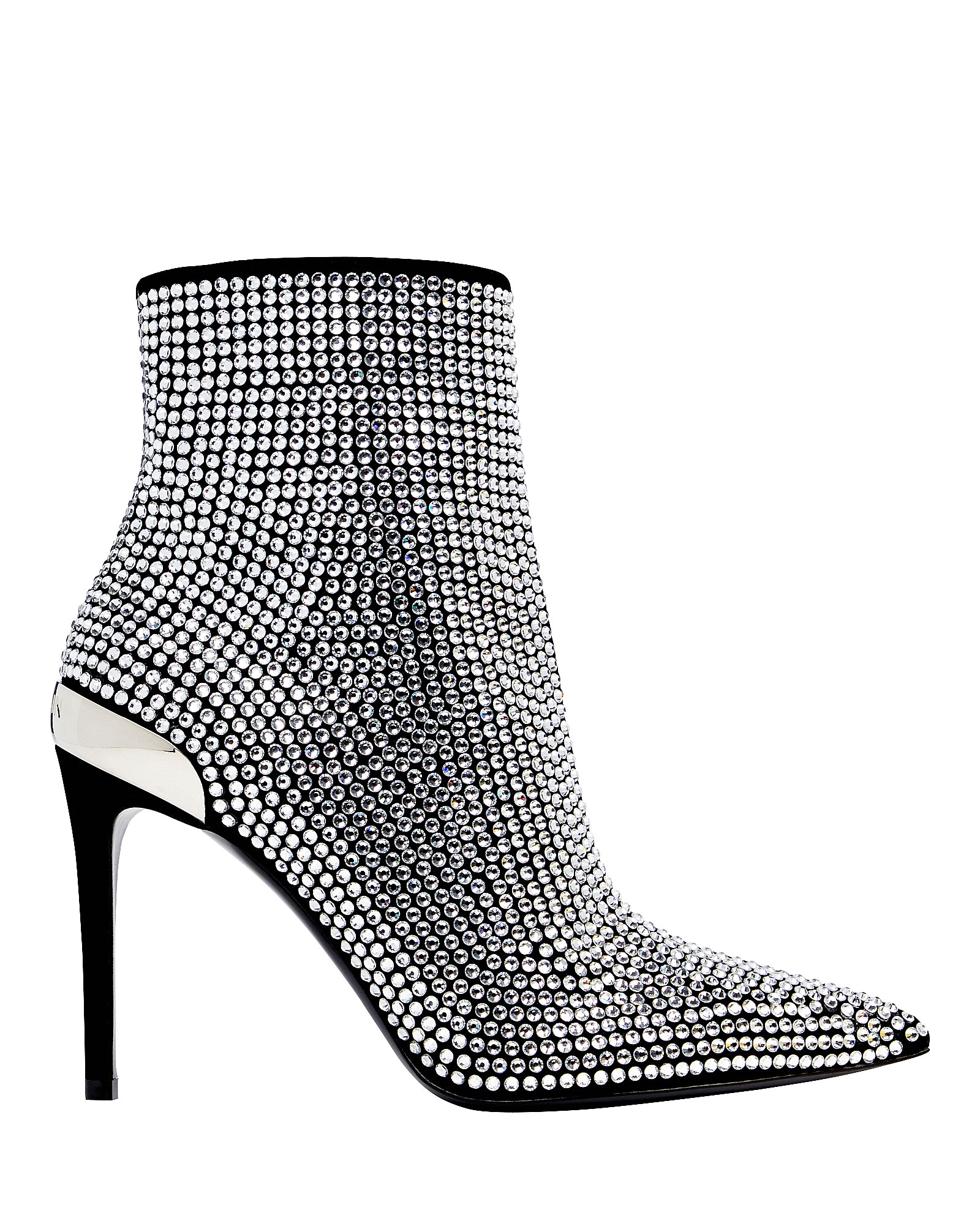 Crystal-Embellished Leather Booties