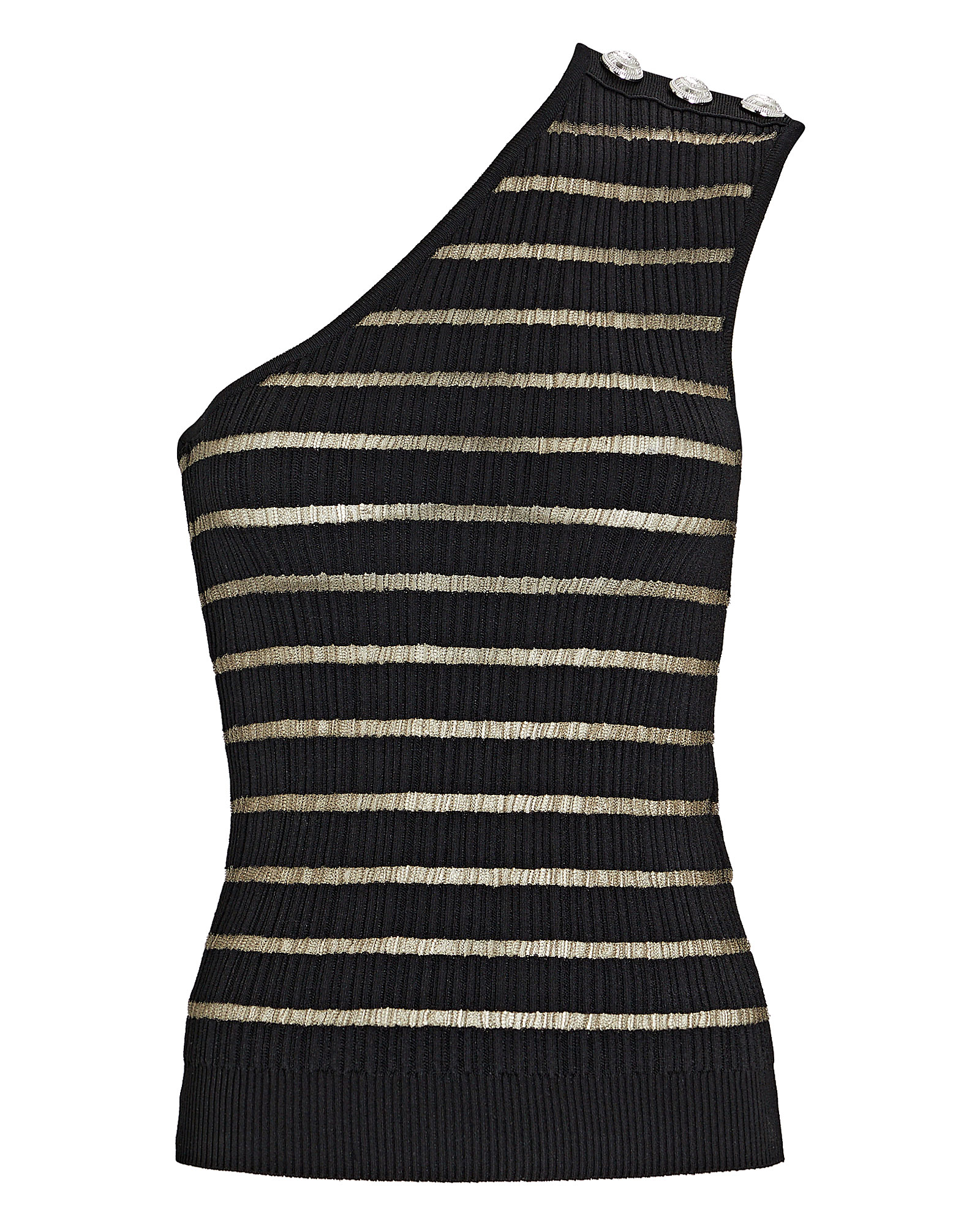 Balmain Striped One-Shoulder Knit Top | INTERMIX®