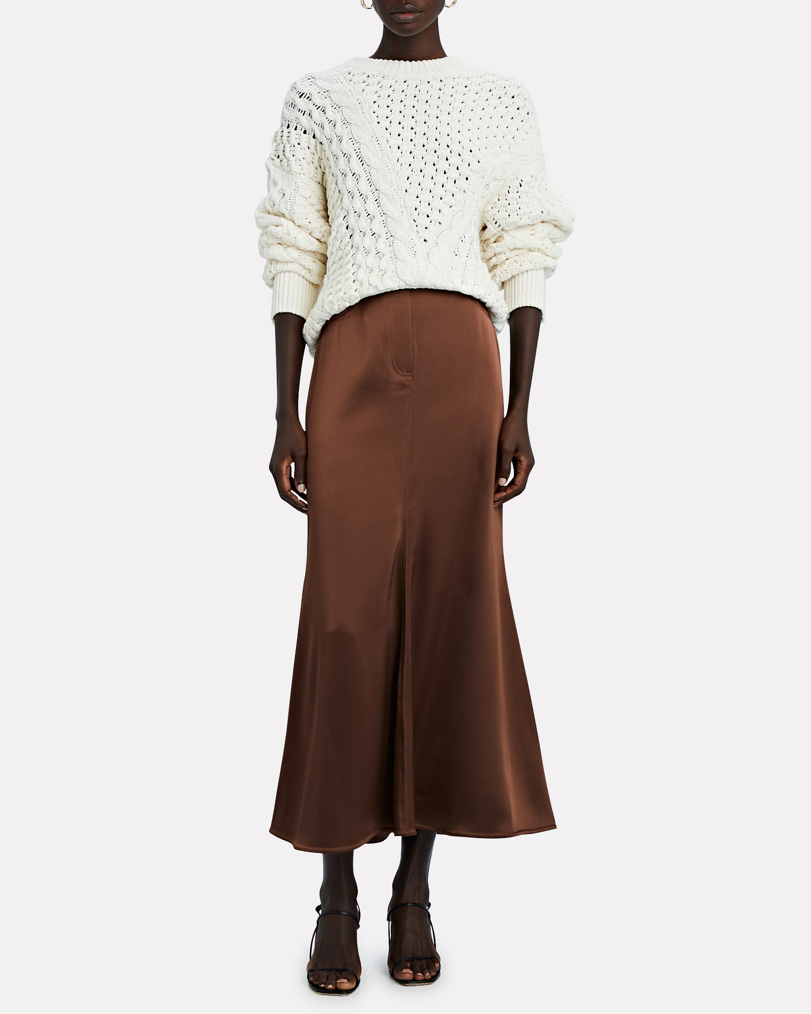 Nanushka Magnolia Satin Midi Skirt | INTERMIX®