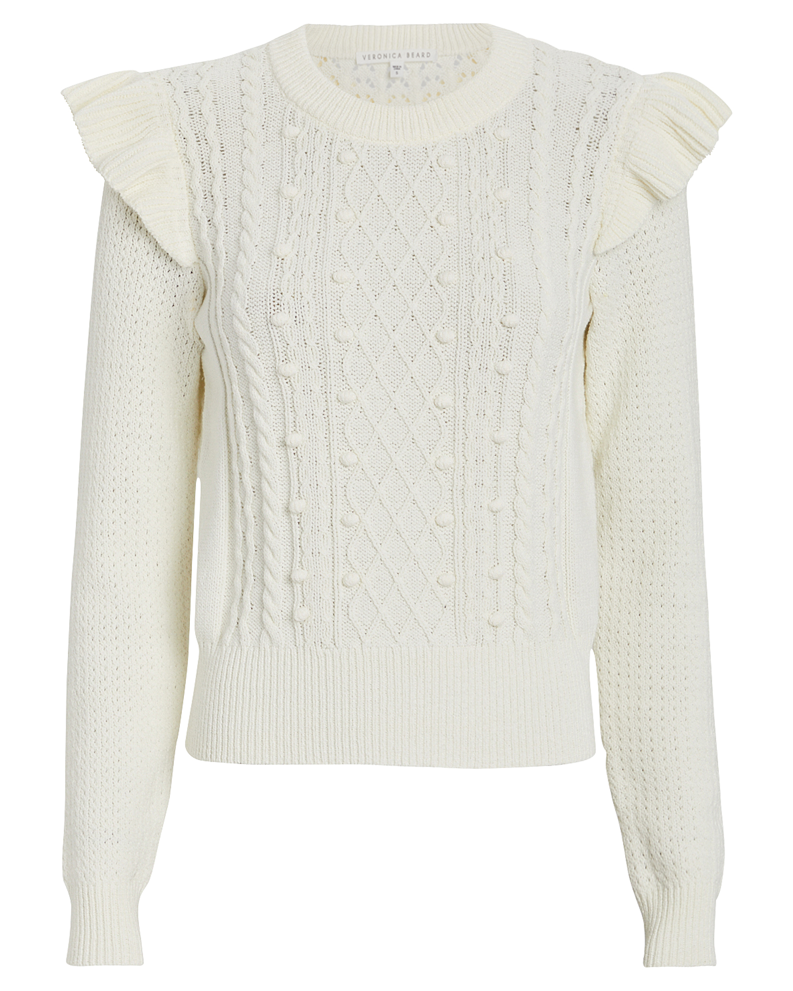 Veronica Beard | Earl Ruffled Cable Knit Sweater | INTERMIX®