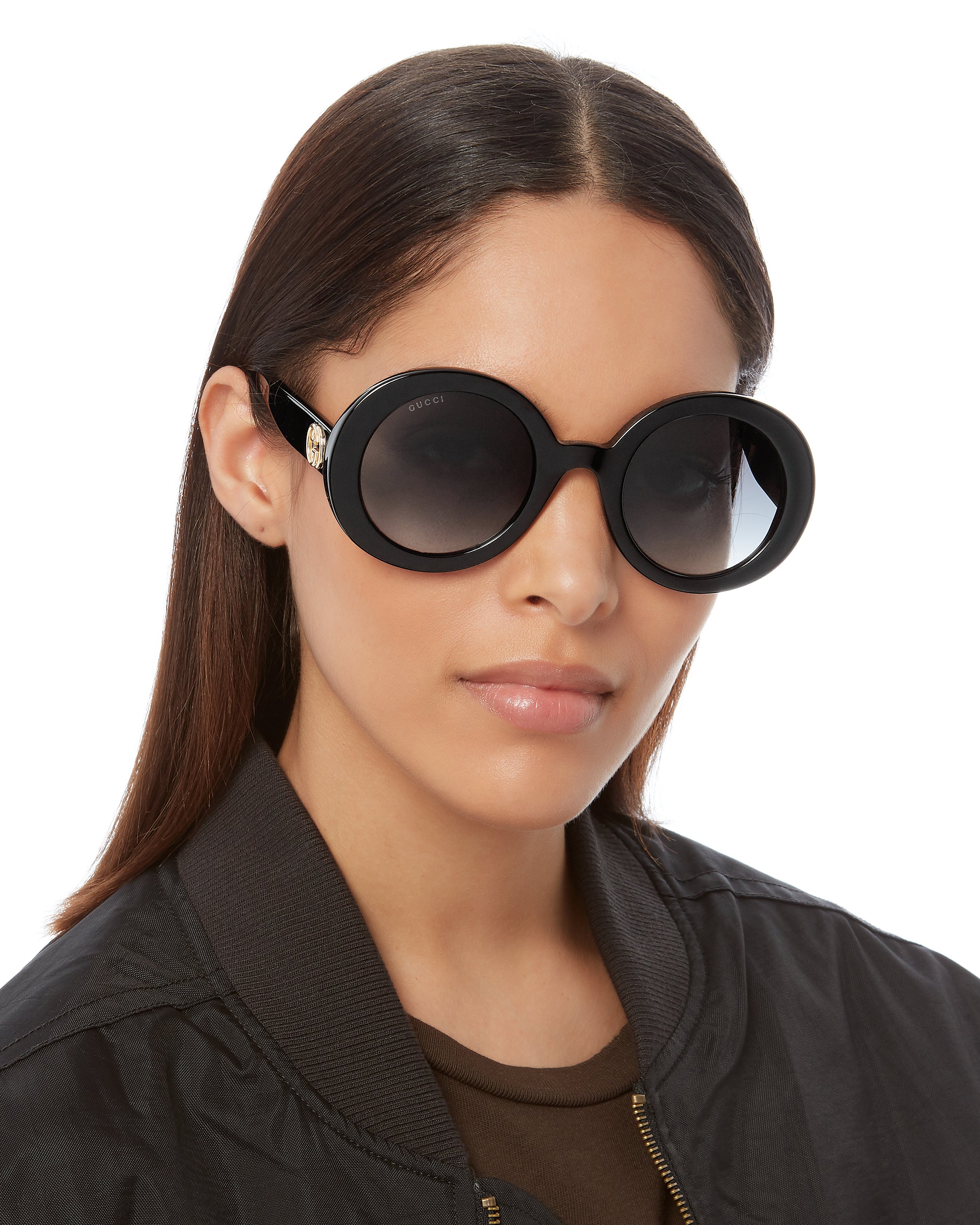 Black Round Sunglasses | Gucci | INTERMIX®