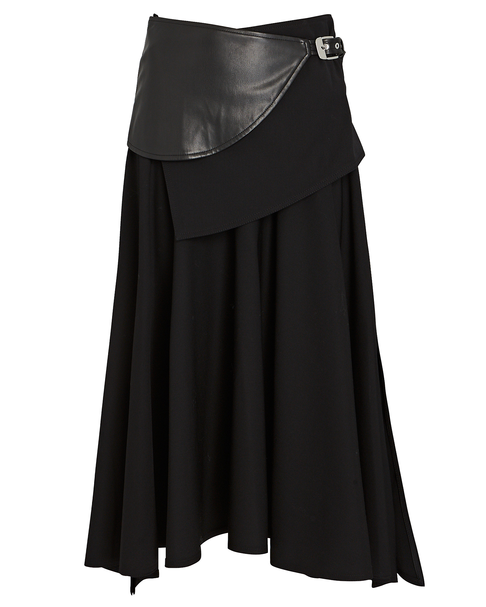 Proenza Schouler Faux Leather Belted Wool Midi Skirt | INTERMIX®