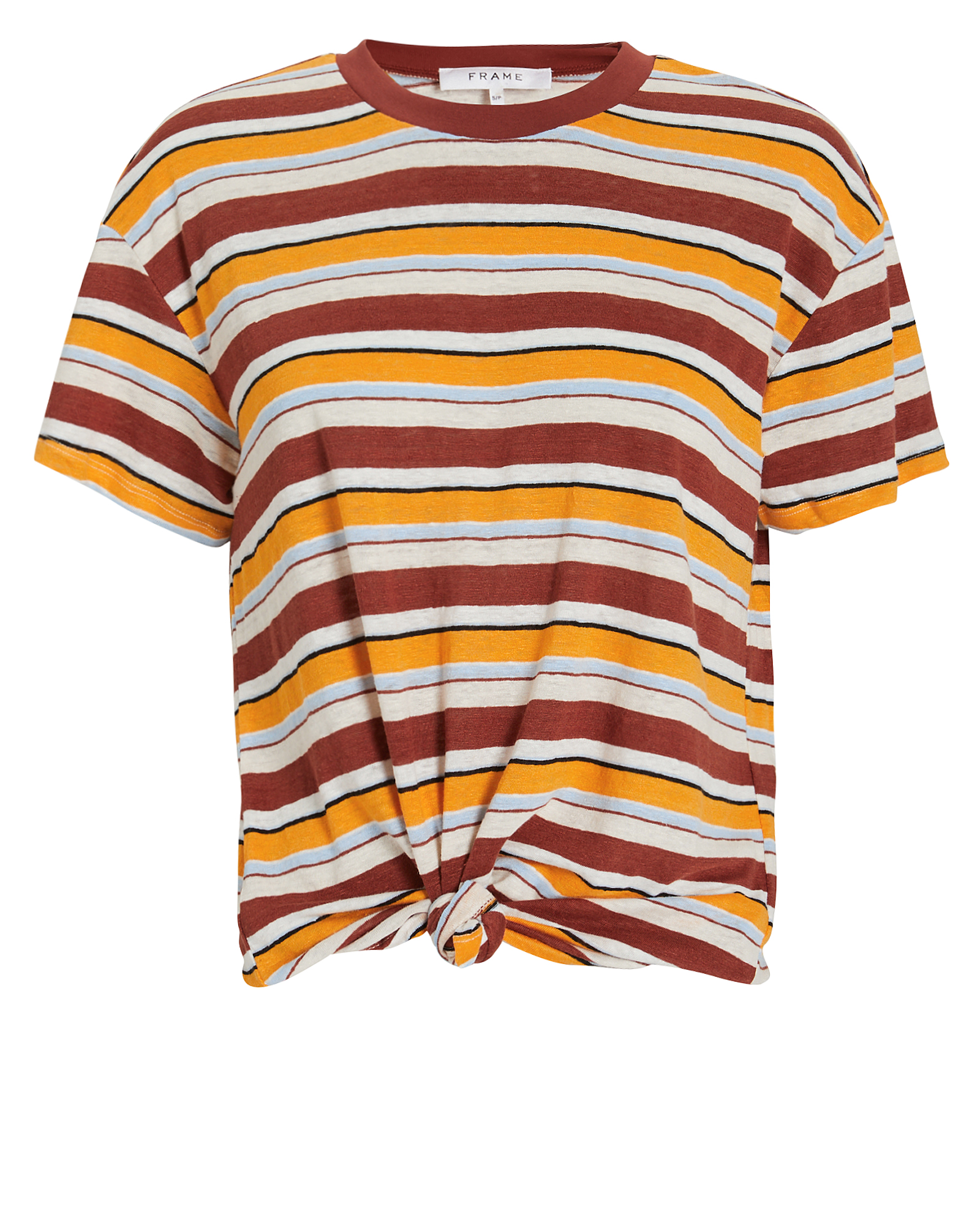 FRAME FRAME STRIPED LINEN KNOTTED T-SHIRT  MULTI P,LWTS0734-STRIPE-TEE