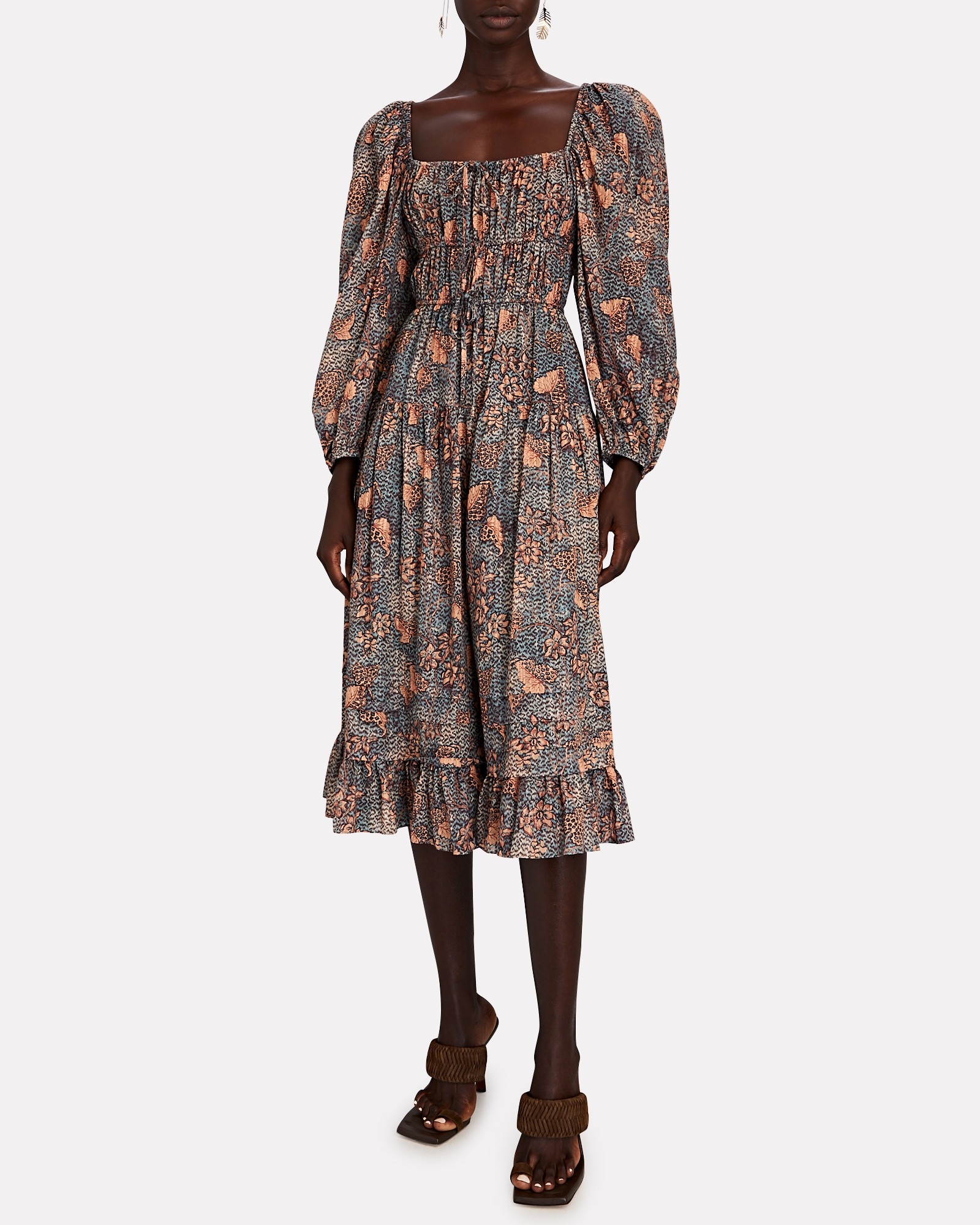Ulla Johnson Isla Floral Puff Sleeve Midi Dress | INTERMIX®