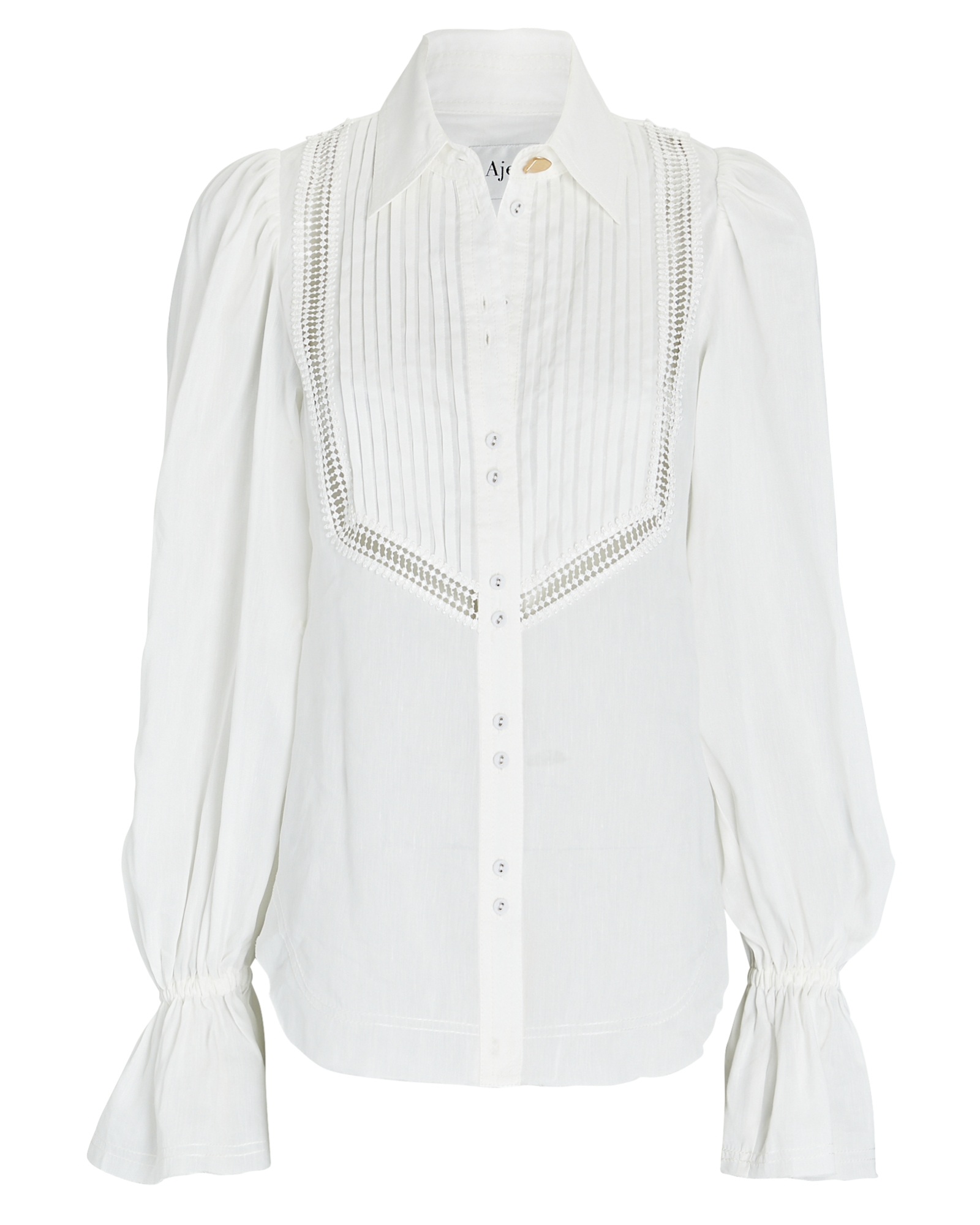 Aje Ruffled Linen-Blend Button-Down Shirt | INTERMIX®