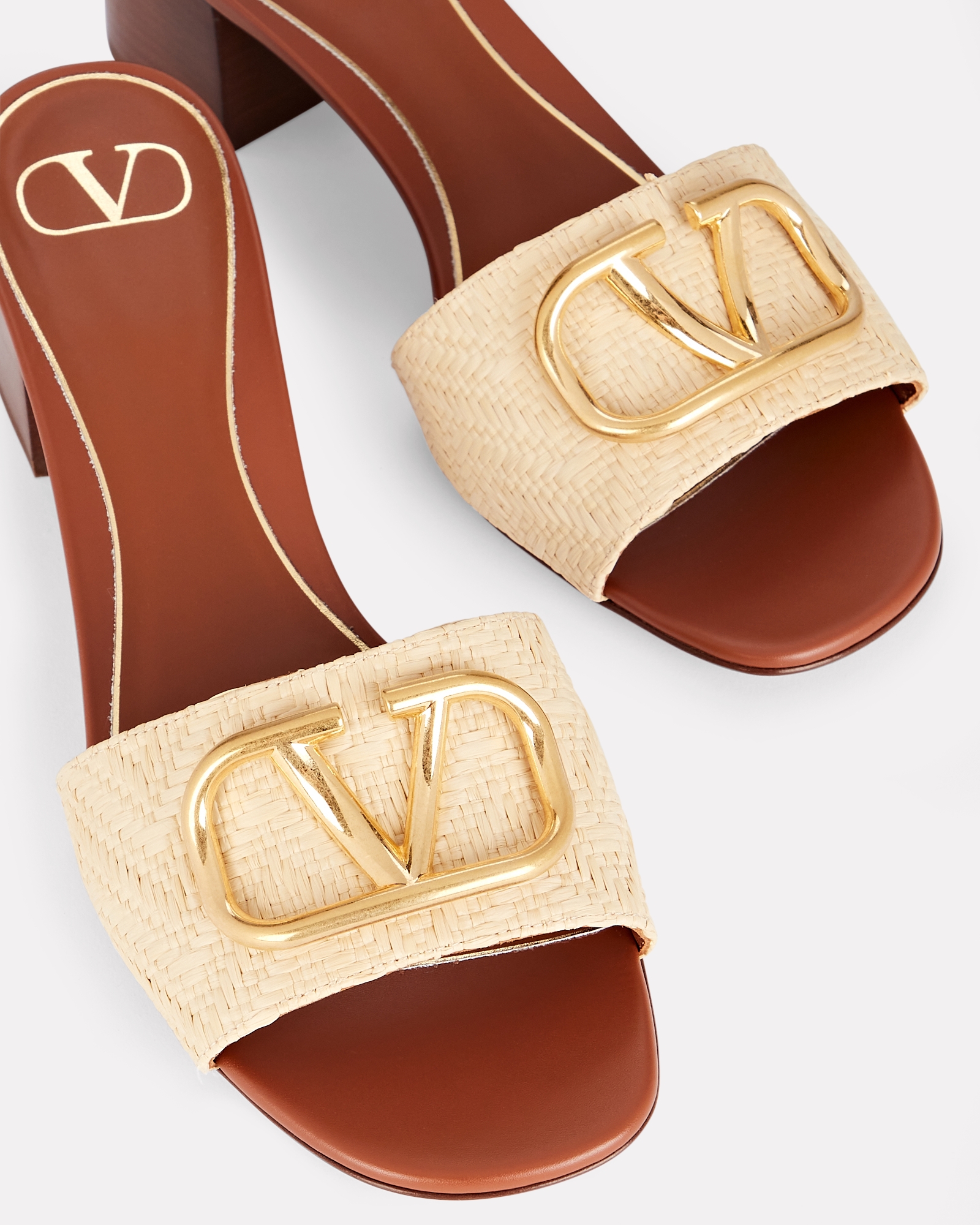 Valentino Garavani VLogo Raffia Slide Sandals | INTERMIX®