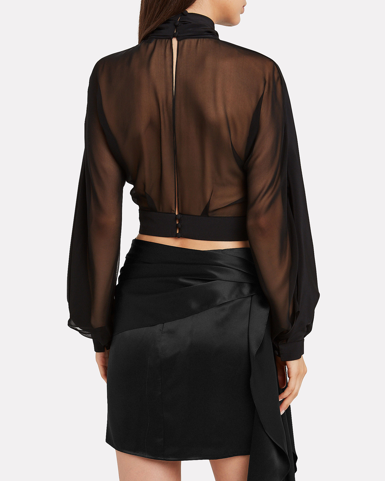 High Neck Billowing Sleeve Blouse
