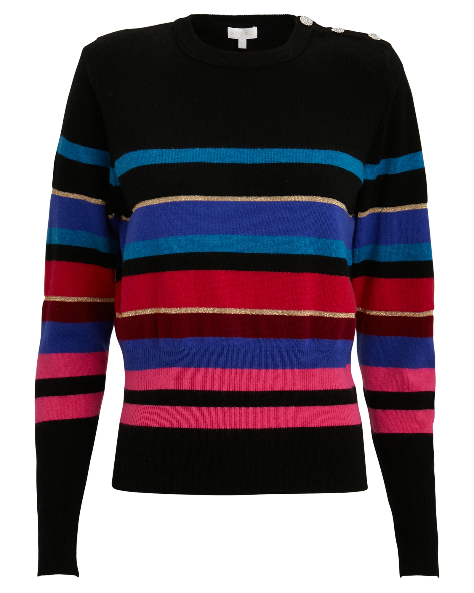 Ronny Kobo Inge Striped Wool-Cashmere Sweater | INTERMIX®