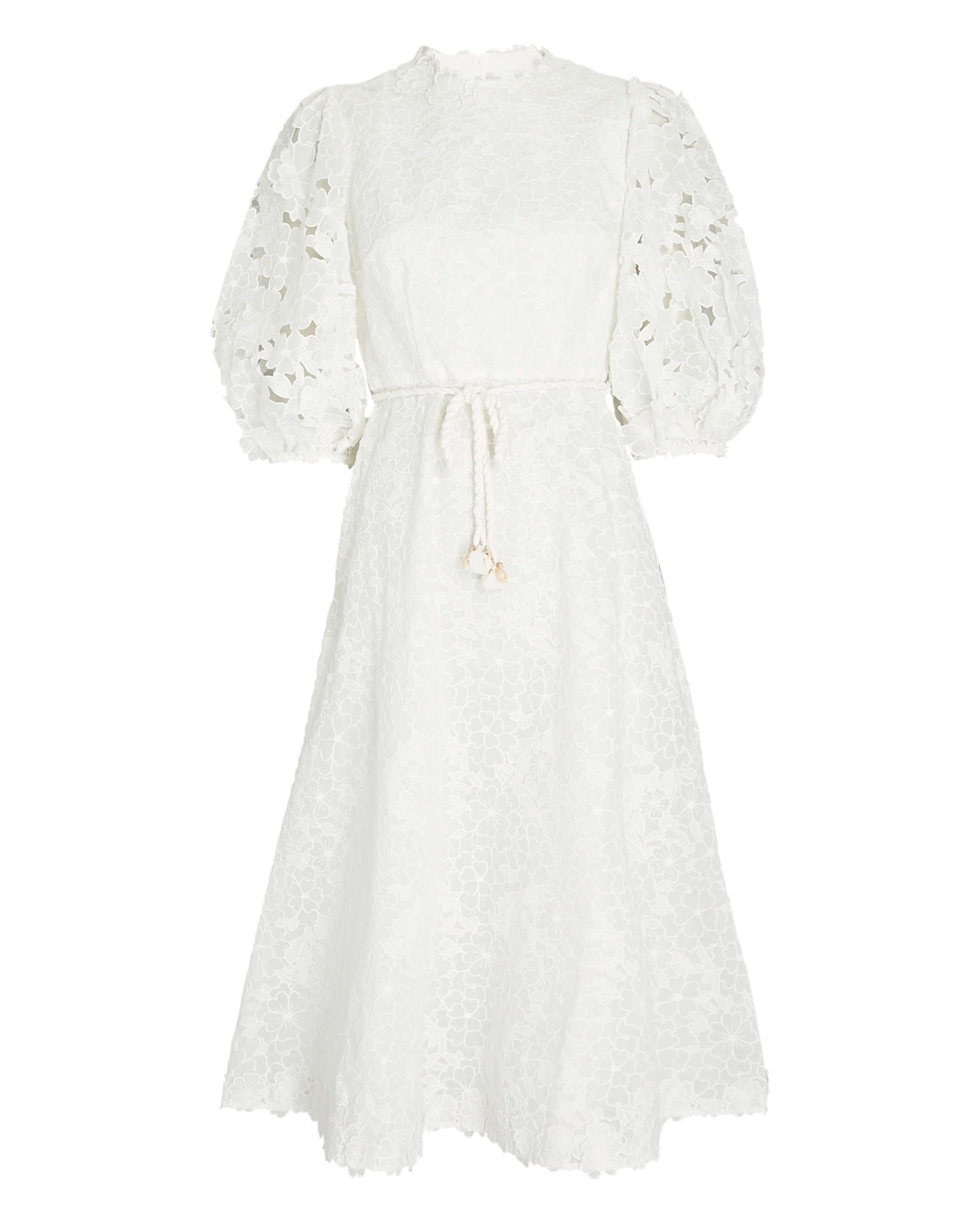 Zimmermann Lola Ramie Midi Dress In White | INTERMIX®