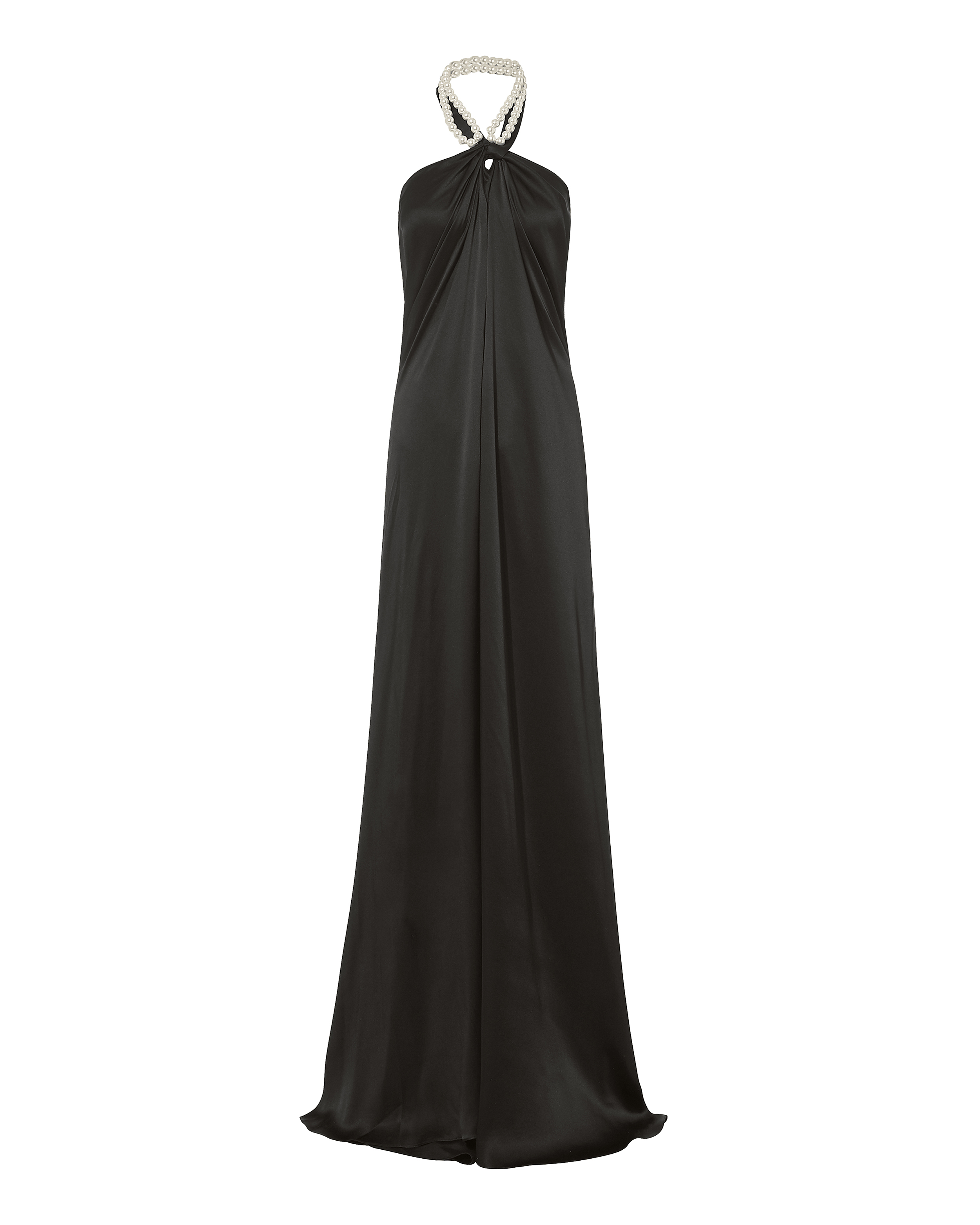 Black Halter Dress with Pearl Details | Adam Selman