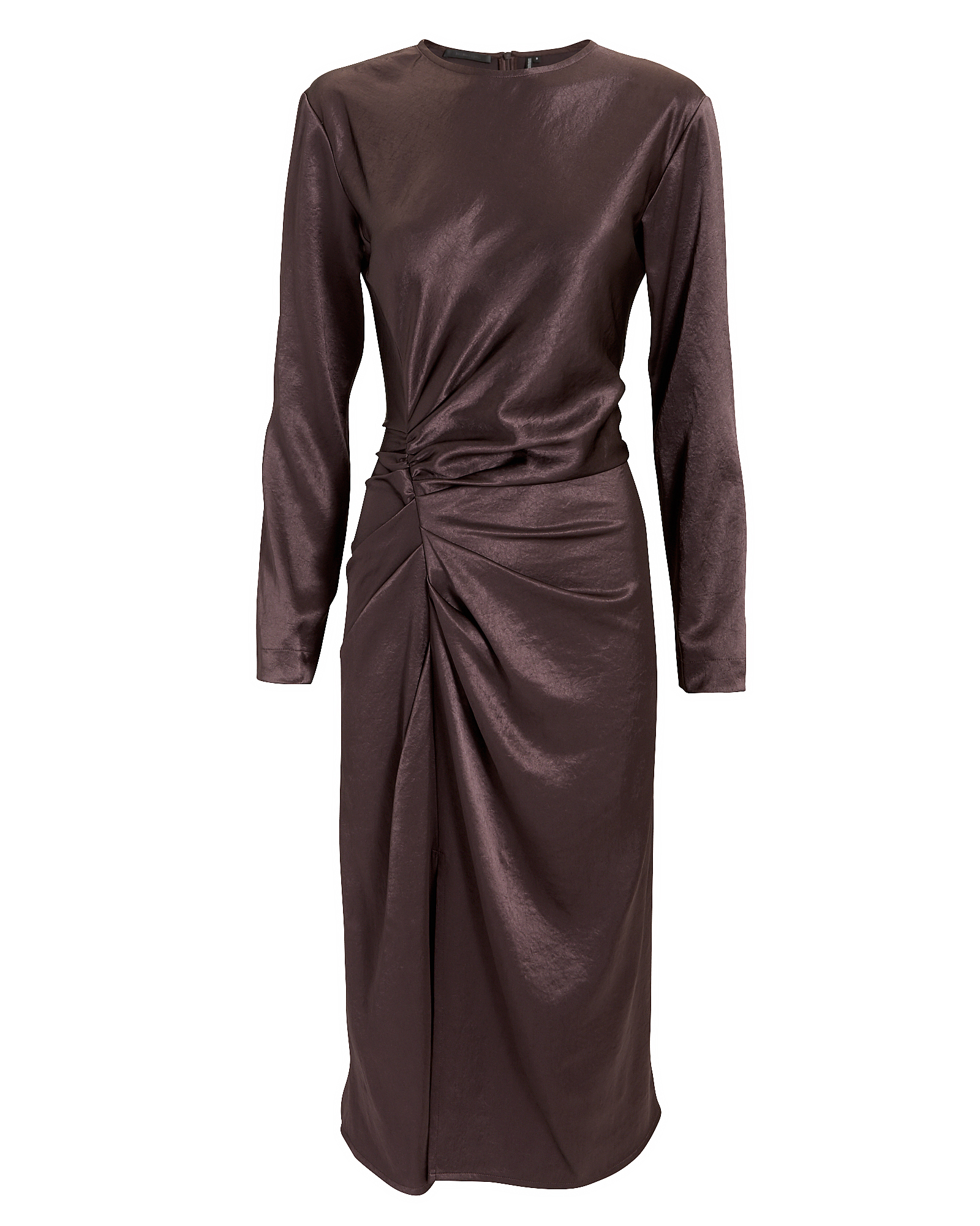 Crinkle Purple Satin Midi Dress | Helmut Lang