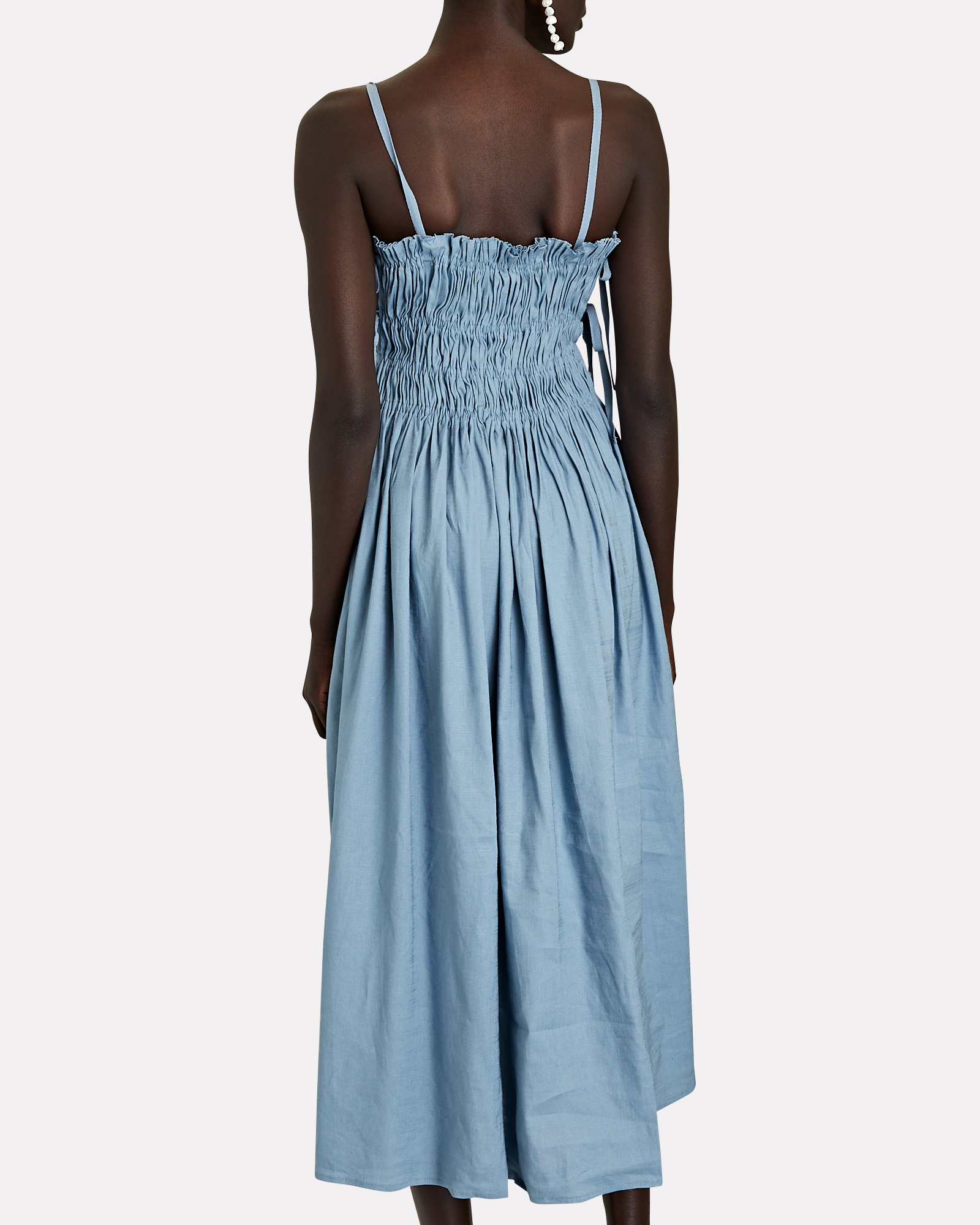 Cult Gaia Lola Smocked Linen-Blend Midi Dress | INTERMIX®