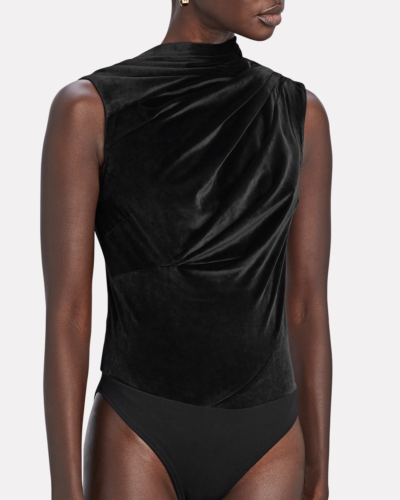 RtA Julie Ruched Velvet Bodysuit | INTERMIX®