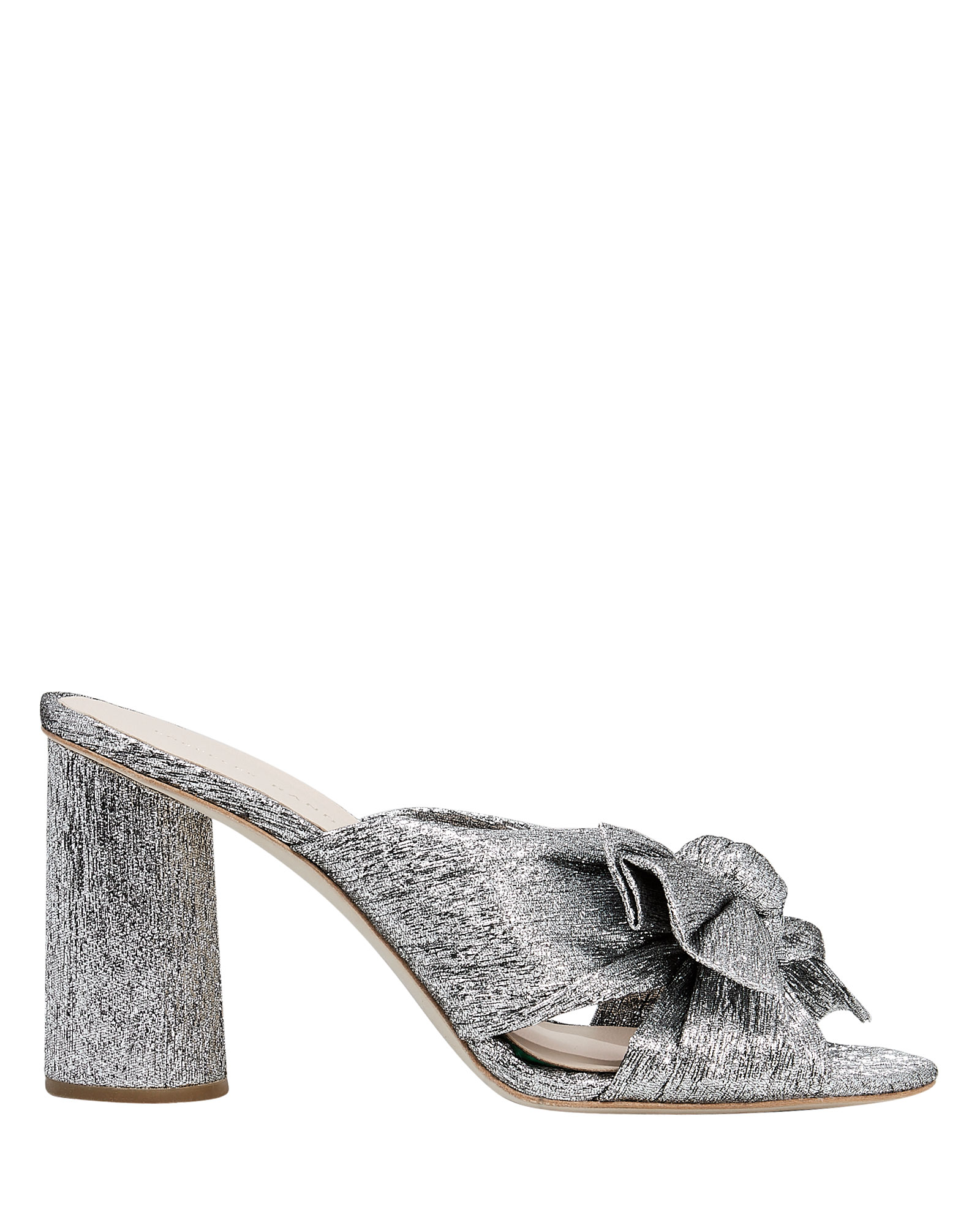 Women's Silver Metallic Block Heel Slide Sandals | Loeffler Randall