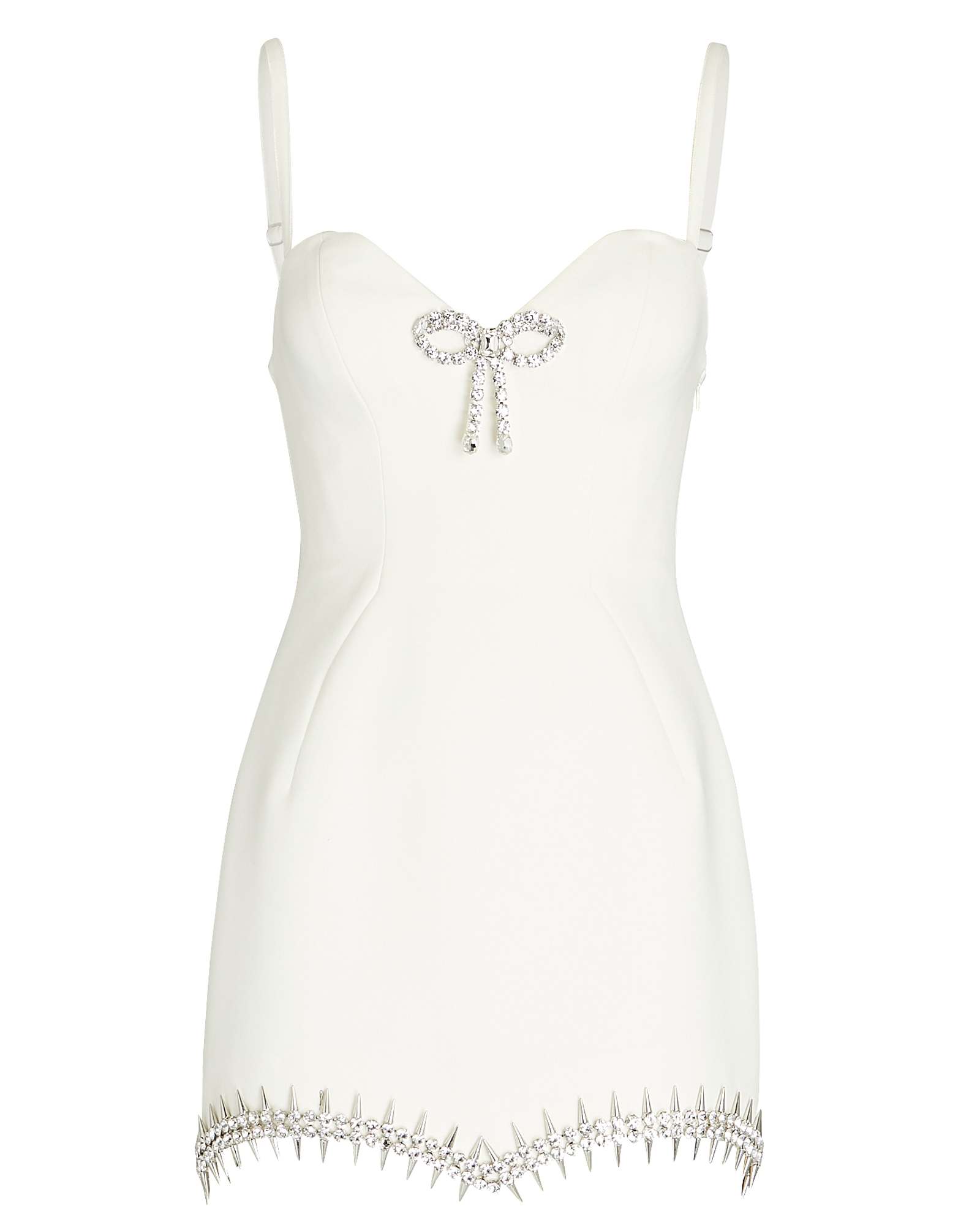 AREA Crystal-Embellished Spiked Mini Dress In White | INTERMIX®