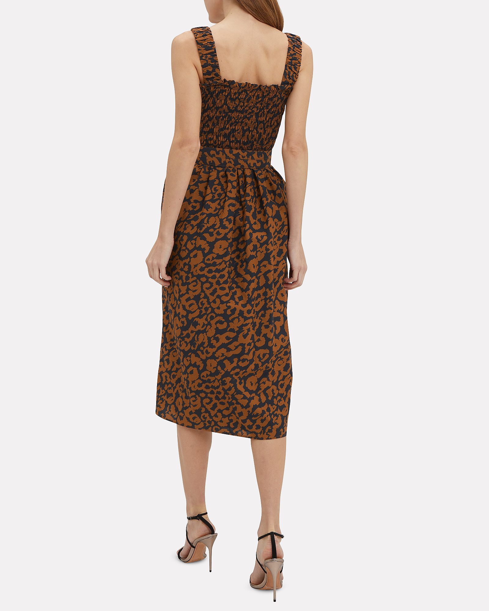 Smocked Leopard Sleeveless Dress | INTERMIX®