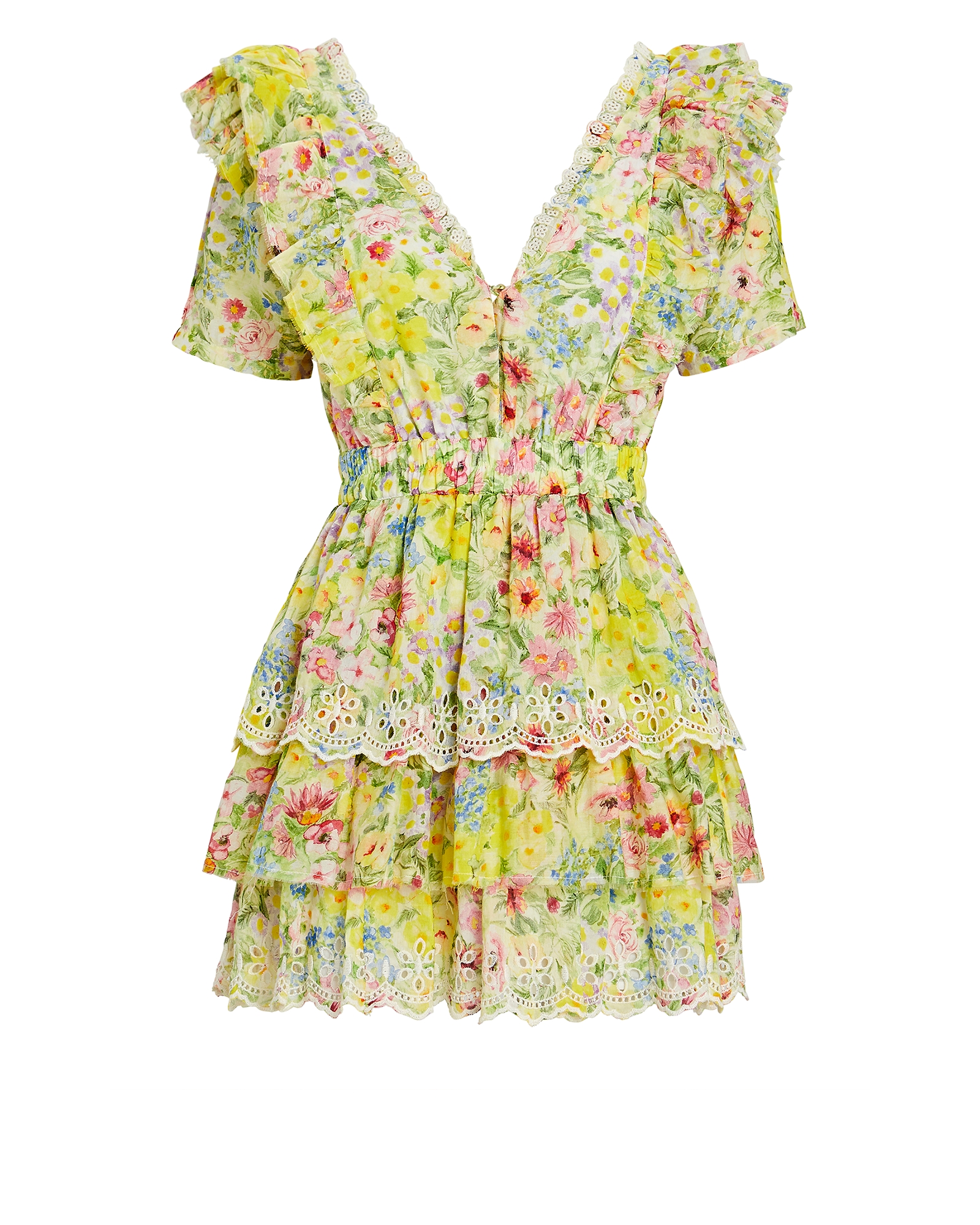 LoveShackFancy Aldina Floral Silk-Cotton Mini Dress | INTERMIX®