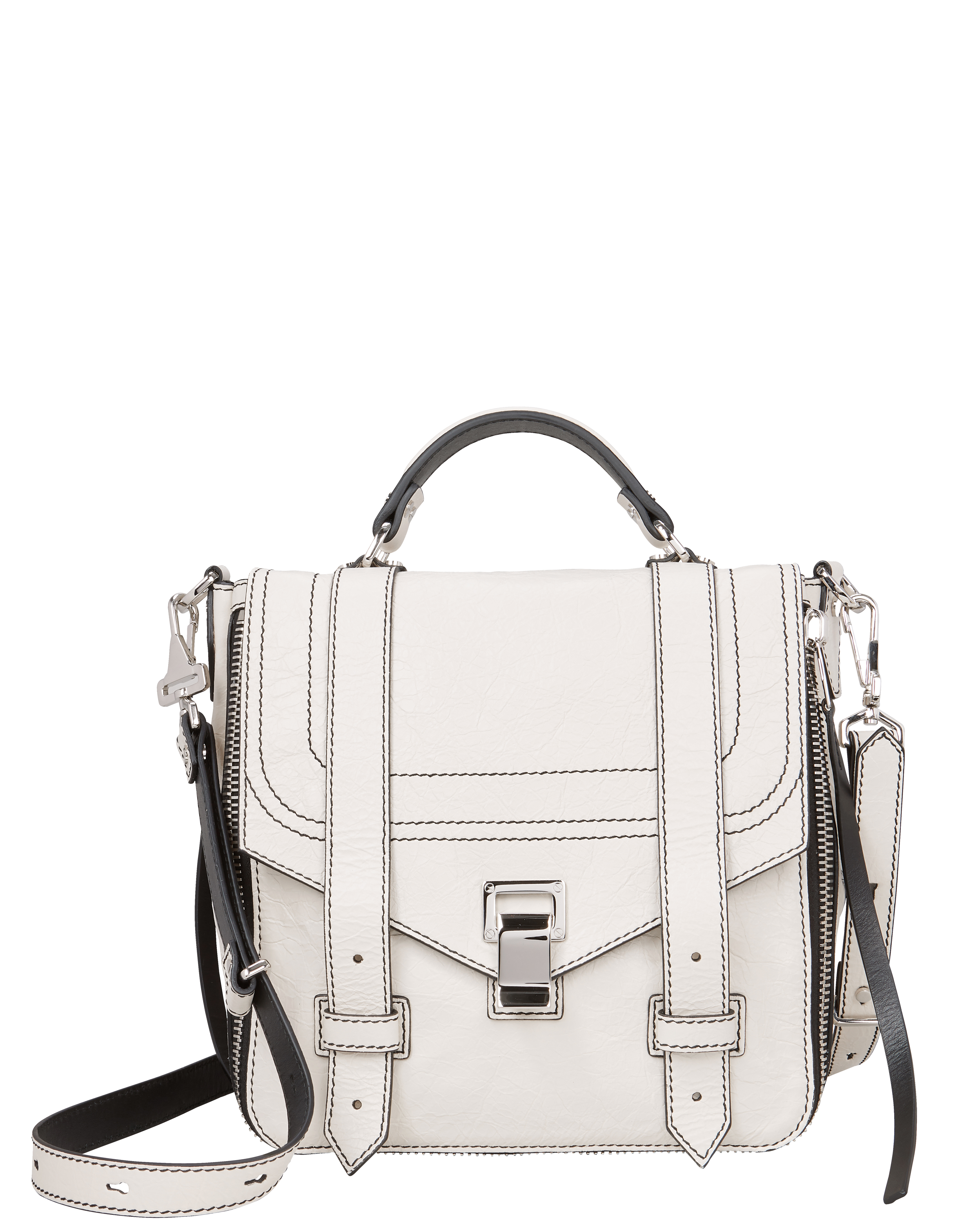 PROENZA SCHOULER PS1+ ZIP LEATHER BACKPACK WHITE,H00752-C226P-1036