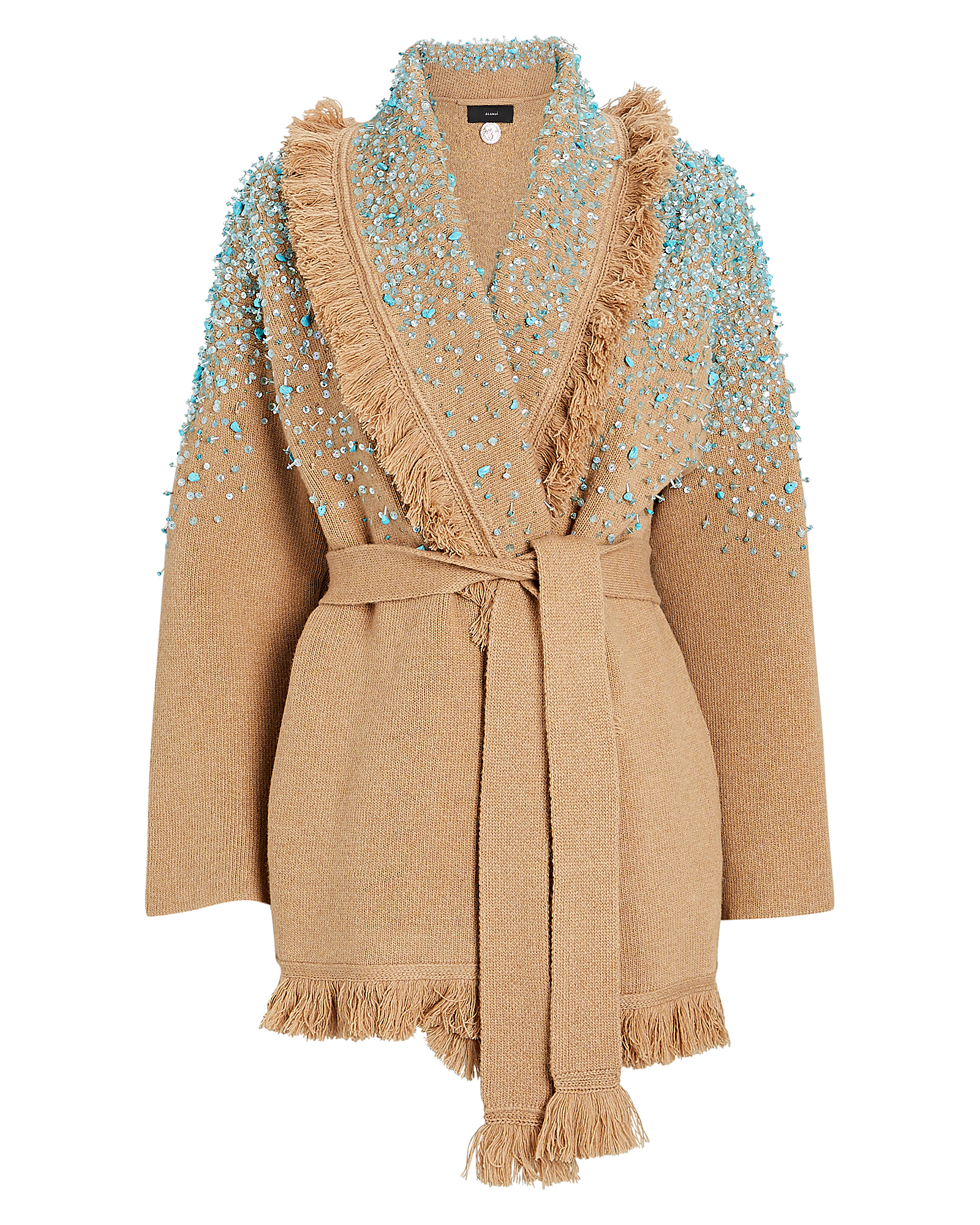 Alanui Rainy Day Embellished Wrap Cardigan In Brown