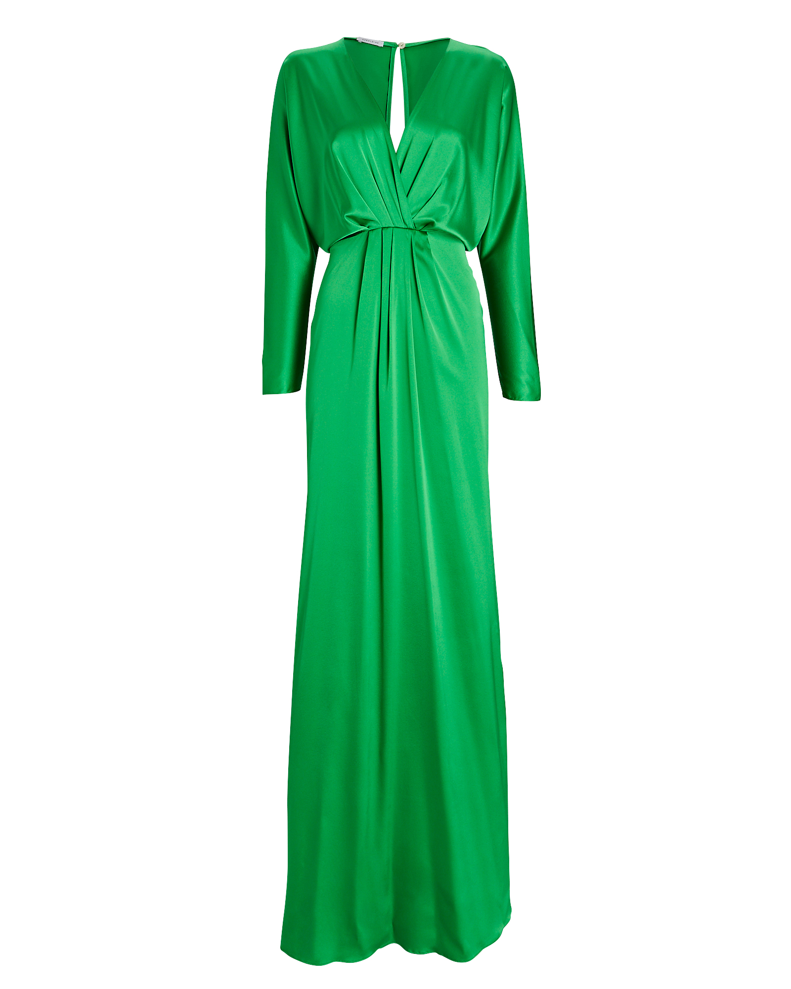 Geraldine Lili Wrap-Effect Satin Gown In Green | INTERMIX®