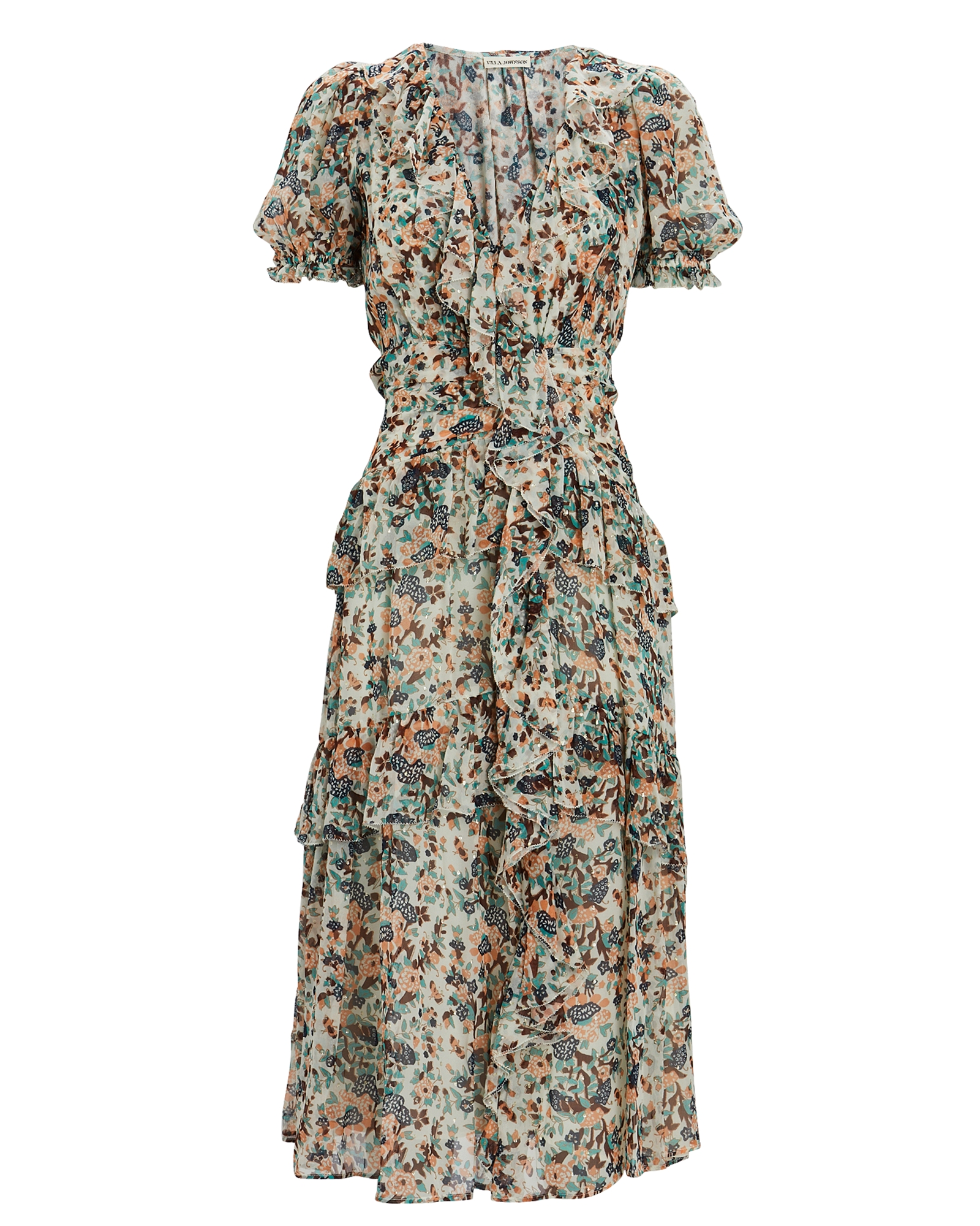 Ulla Johnson Delphine Lurex Floral Midi Dress | INTERMIX®