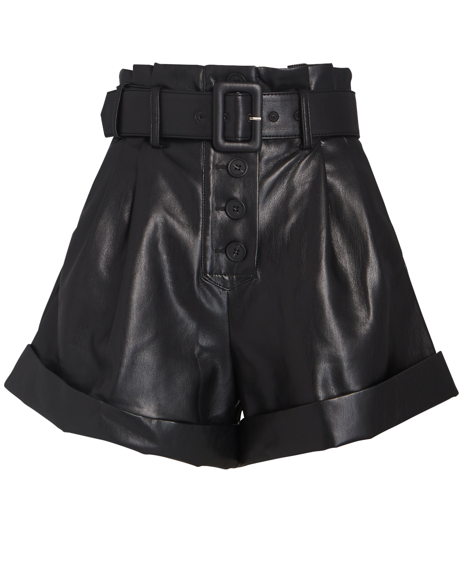 Self-Portrait Belted Faux Leather Shorts | INTERMIX®
