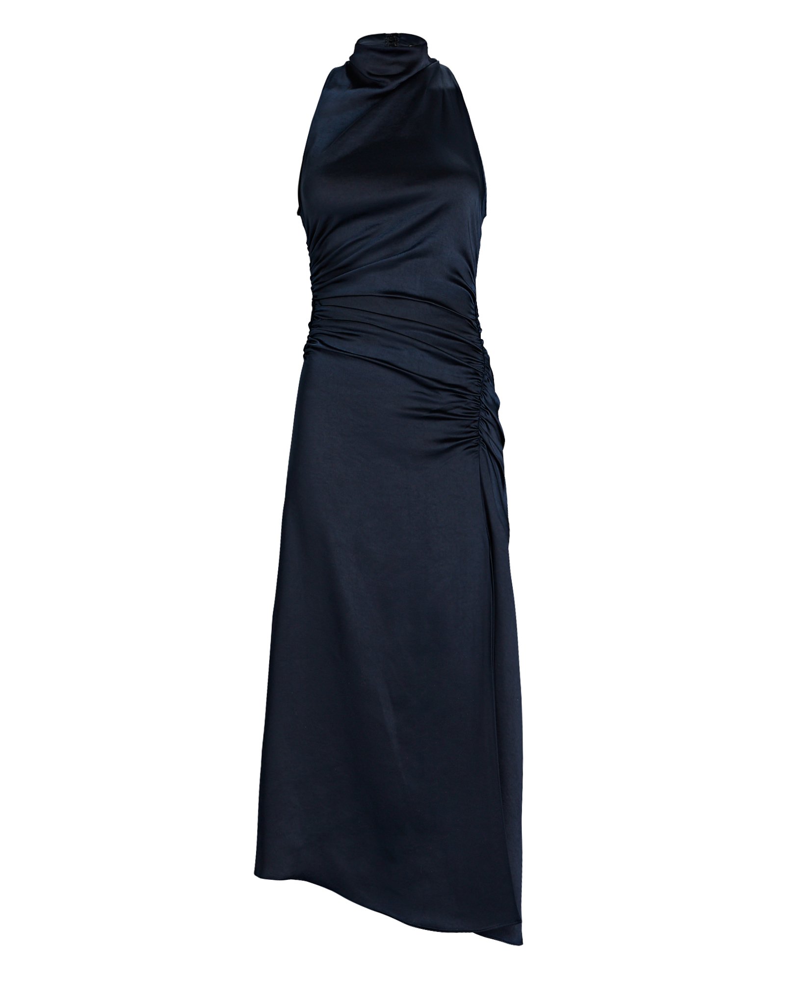 A.L.C. Inez Ruched Satin Midi Dress In Blue | INTERMIX®