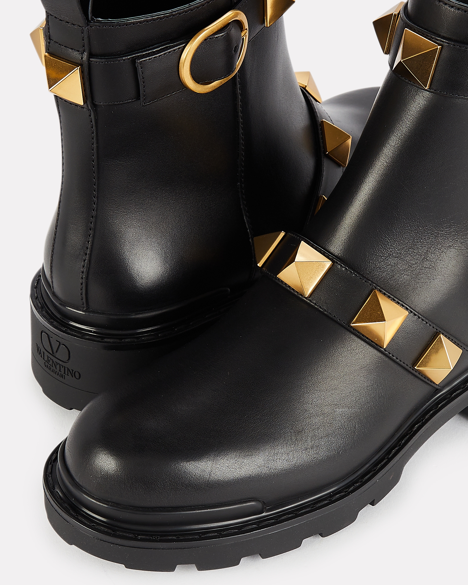Roman Stud Leather Ankle Boots