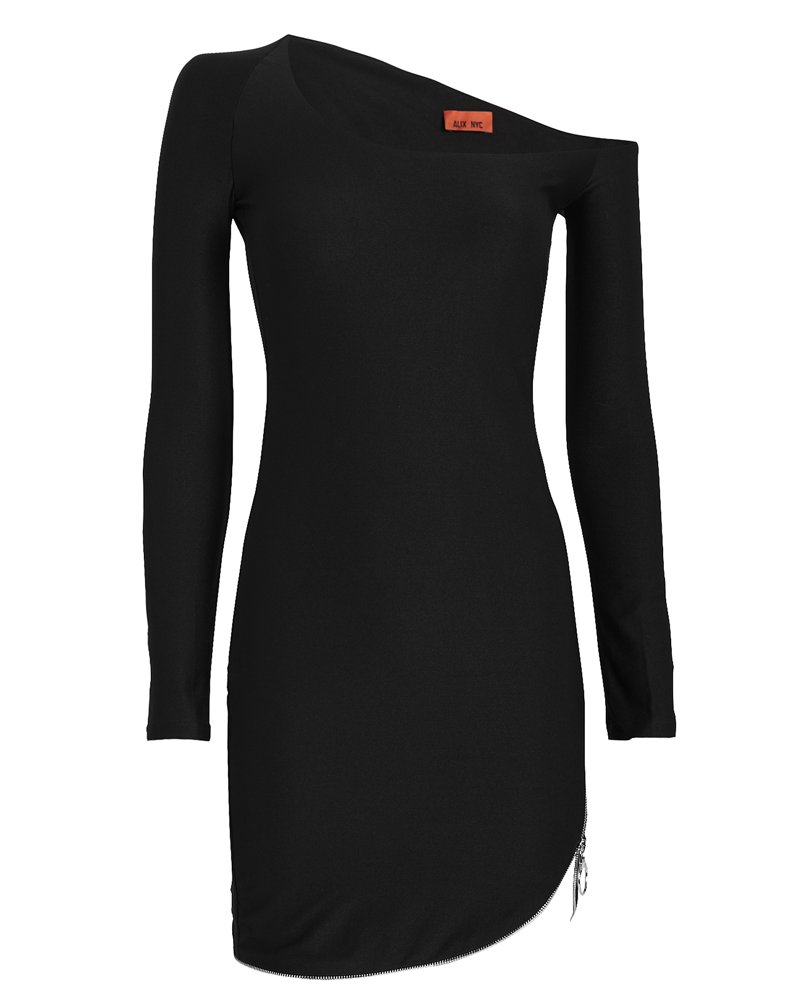 Alix Ainslie Zip Jersey Mini Dress In Black