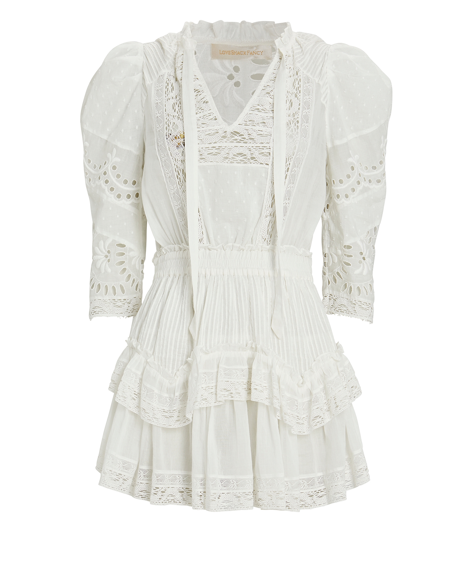 LoveShackFancy Isidore Embroidered Cotton Mini Dress | INTERMIX®