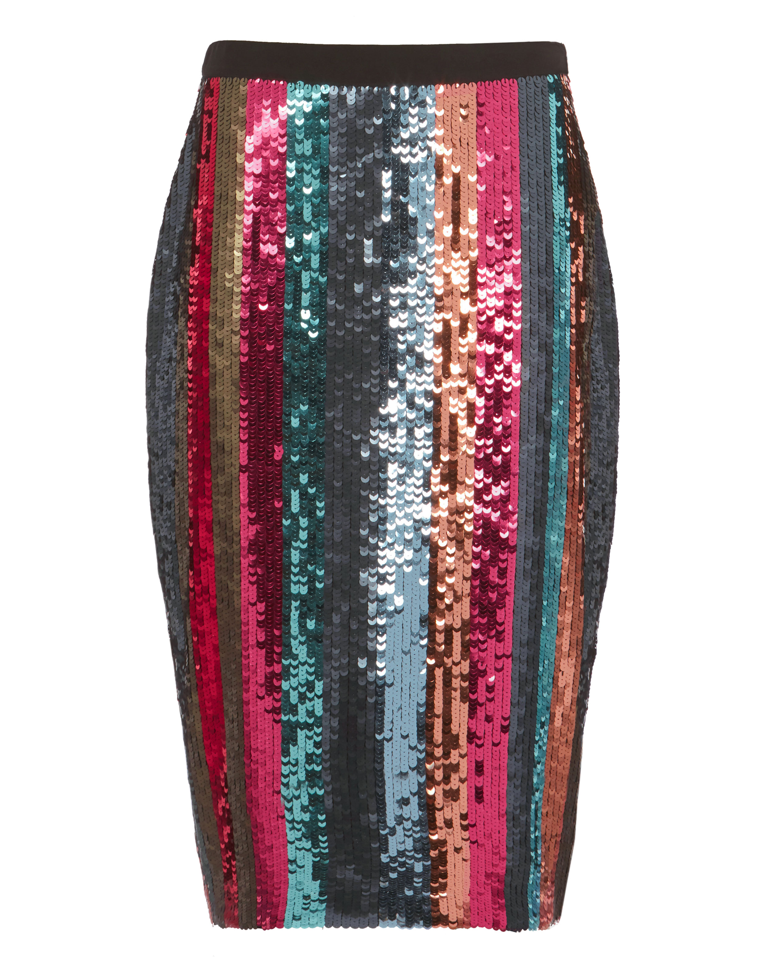 Samia Sequin-Striped Pencil Skirt
