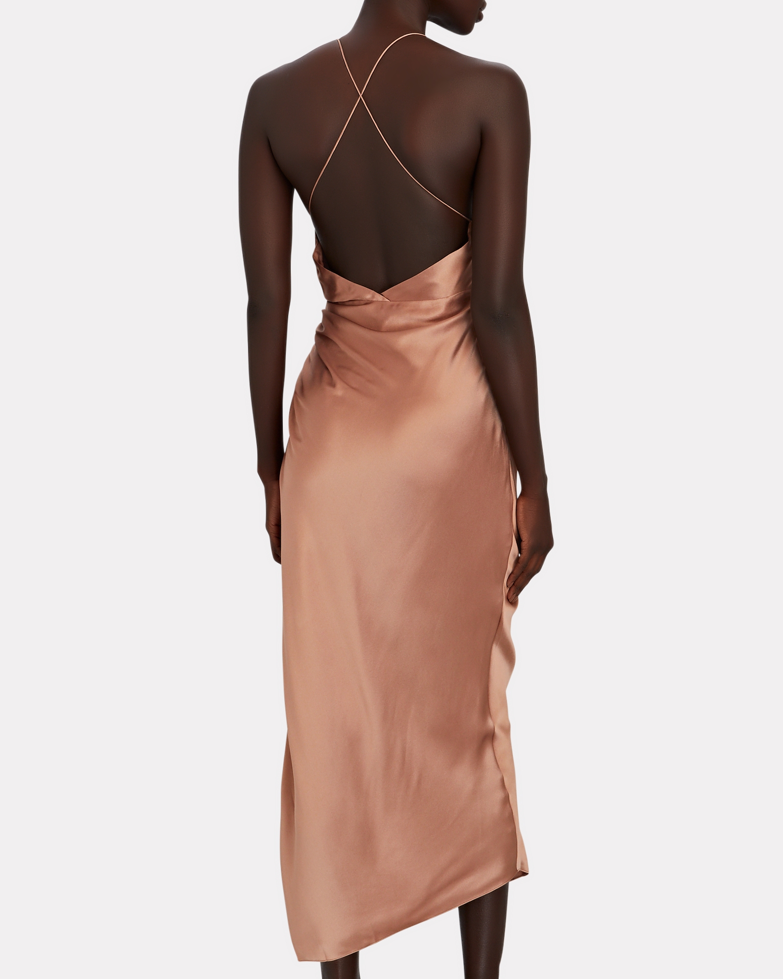 The Sei Draped Silk Satin Midi Dress | INTERMIX®
