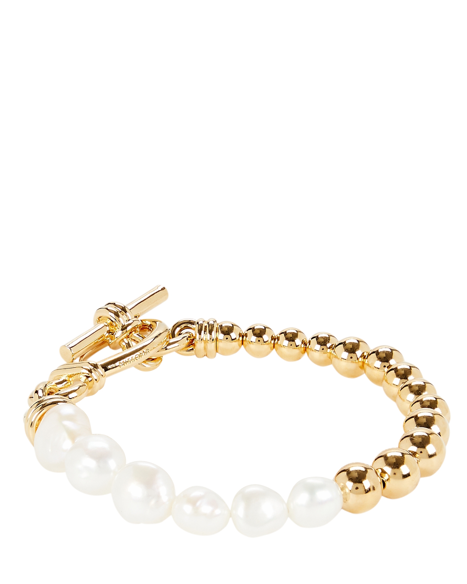 Bracelet link bracelet gold with baroque pearl and sliding closure